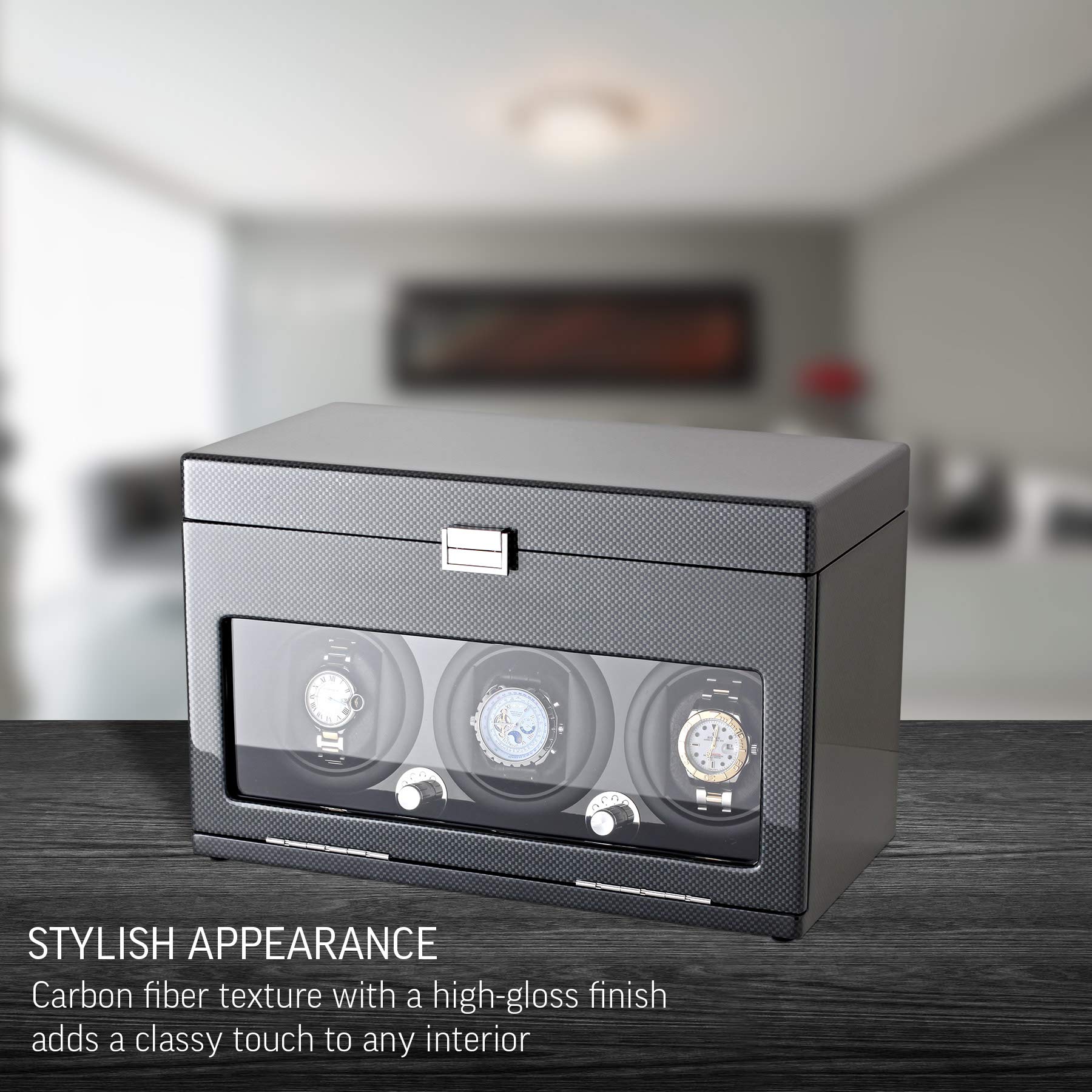 Premium Watch Winder & Storage Box - Holds 3 Automatic Watches & 12 Watch Storage | Perfect for Watch Collectors, Luxury Watch Display & Travel Watch Case