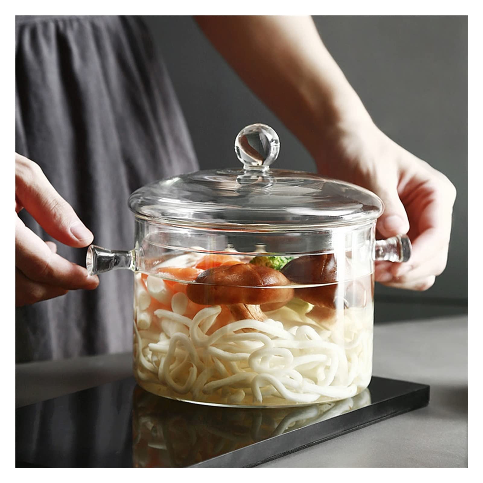 Heat-Resistant Glass Saucepan with Lid - 1500ml Clear Transparent Soup Pot for Braising, Milk Heating & Cooking - Perfect for Home Kitchen, Stovetop & Oven Use