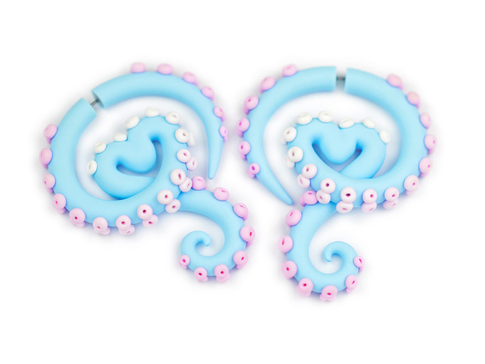 Pastel Goth Tentacle Earrings - Yami Kawaii Fake Gauge Ear Plugs for Menhera & Fairy Kei Style | Anime Octopus Ear Tapers for Cosplay, Gothic Fashion & Alternative Accessories