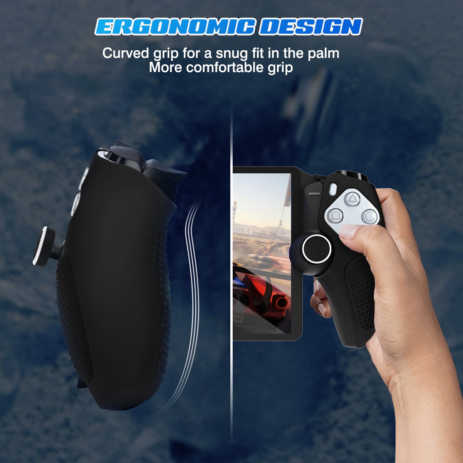 DLseego Silicone Protective Case Cover for PlayStation Portal Remote Player & PS5 Console - Soft Hand Grip Handle Shell Protector with 4PCS Thumb Grips Caps Accessories Kit (Black) | Perfect for Gaming Sessions, Travel Protection & Enhanced Grip Comfort