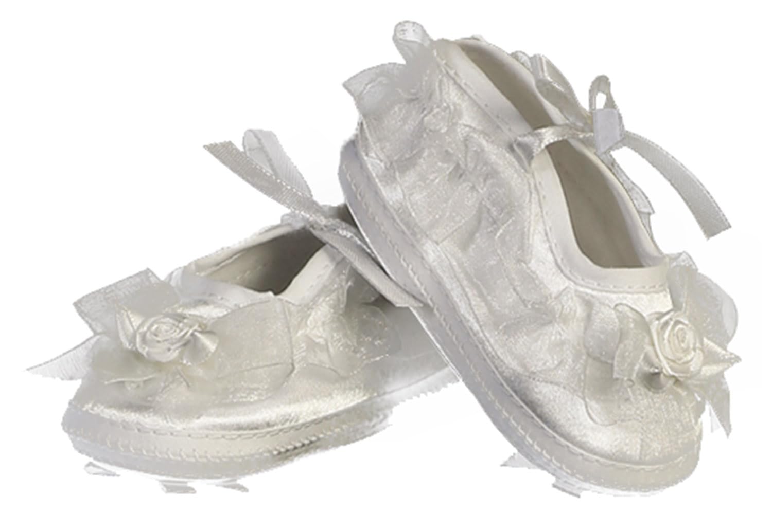White Baby Christening Shoes for Girls - Soft Baptism Booties for Newborns & Infants - Perfect for Church, Christening Ceremonies & Special Occasions