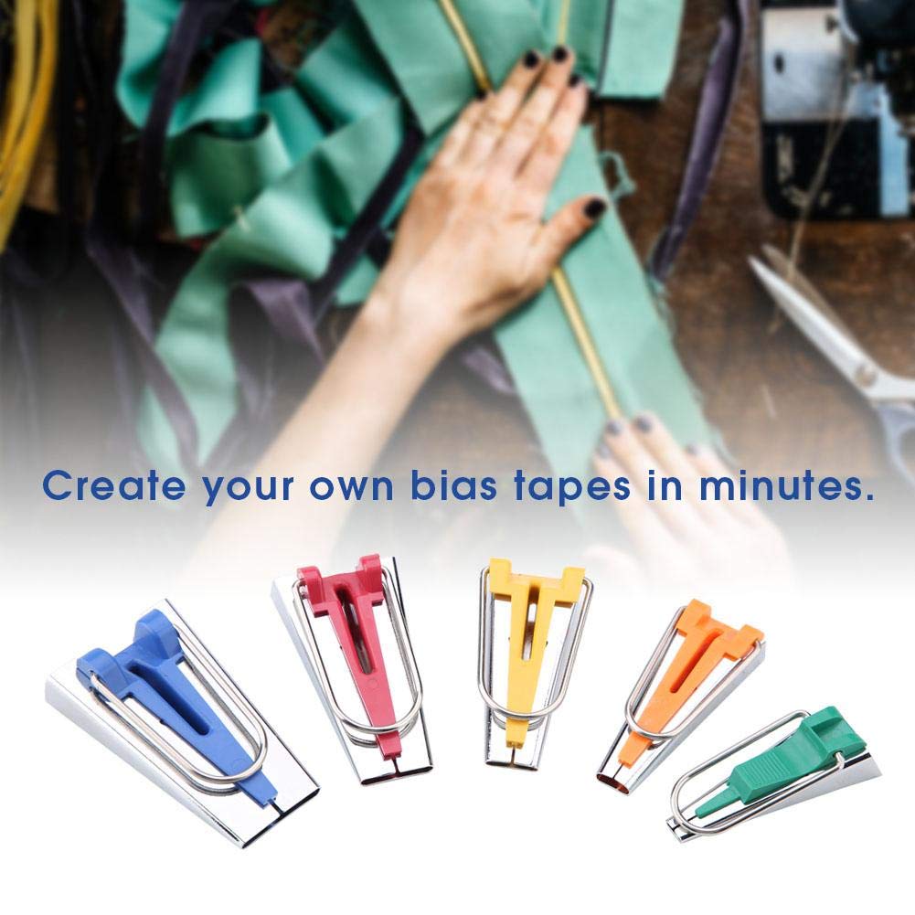 5-Piece Bias Tape Maker Set - 6MM, 9MM, 12MM, 18MM, 25MM Fabric Binding Tool Kit for DIY Sewing, Quilting & Crafting - Perfect for Hemming, Edge Finishing & Decorative Projects