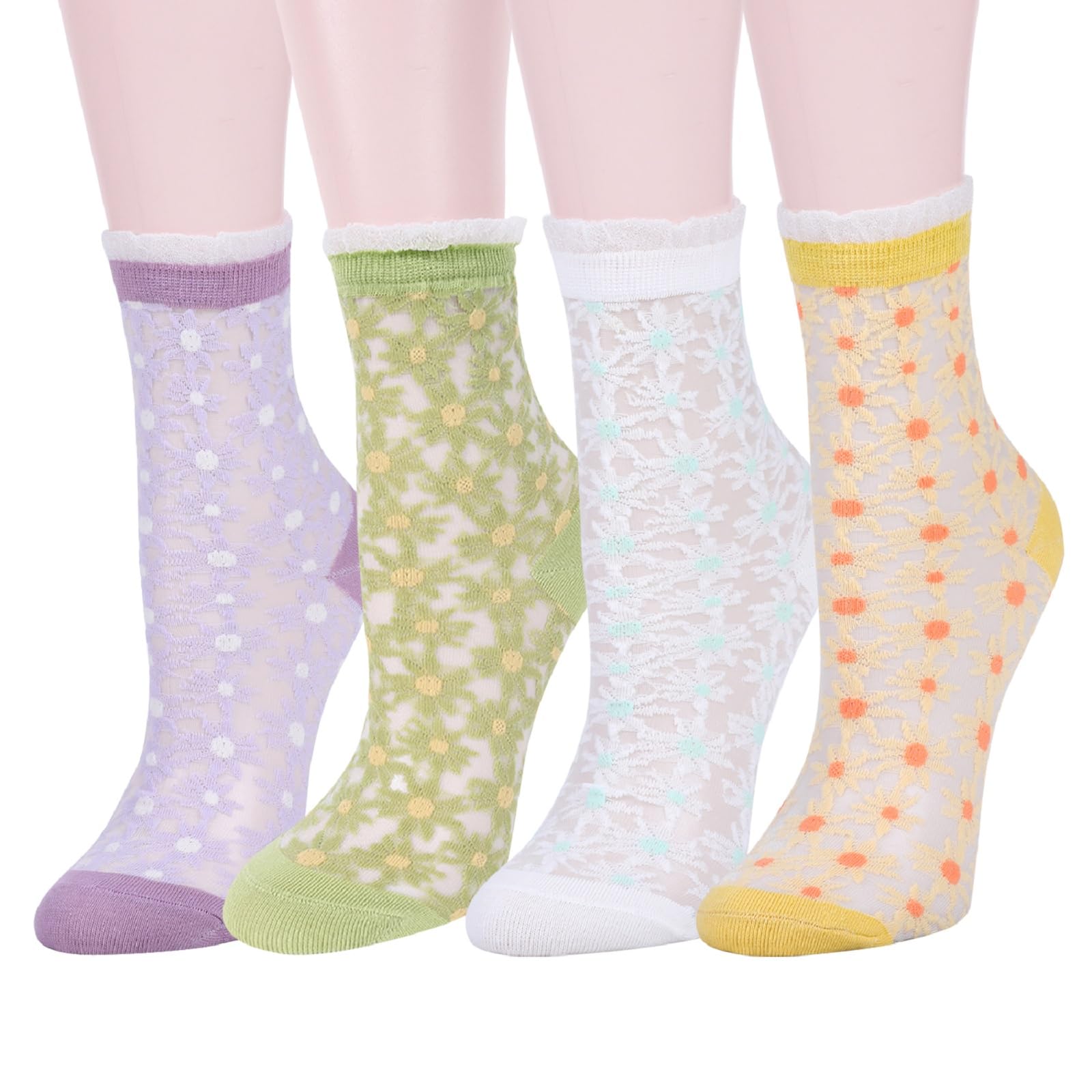 Violet Mist Women's Sheer Mesh Socks - Transparent Nylon Socks for Summer & Fashion