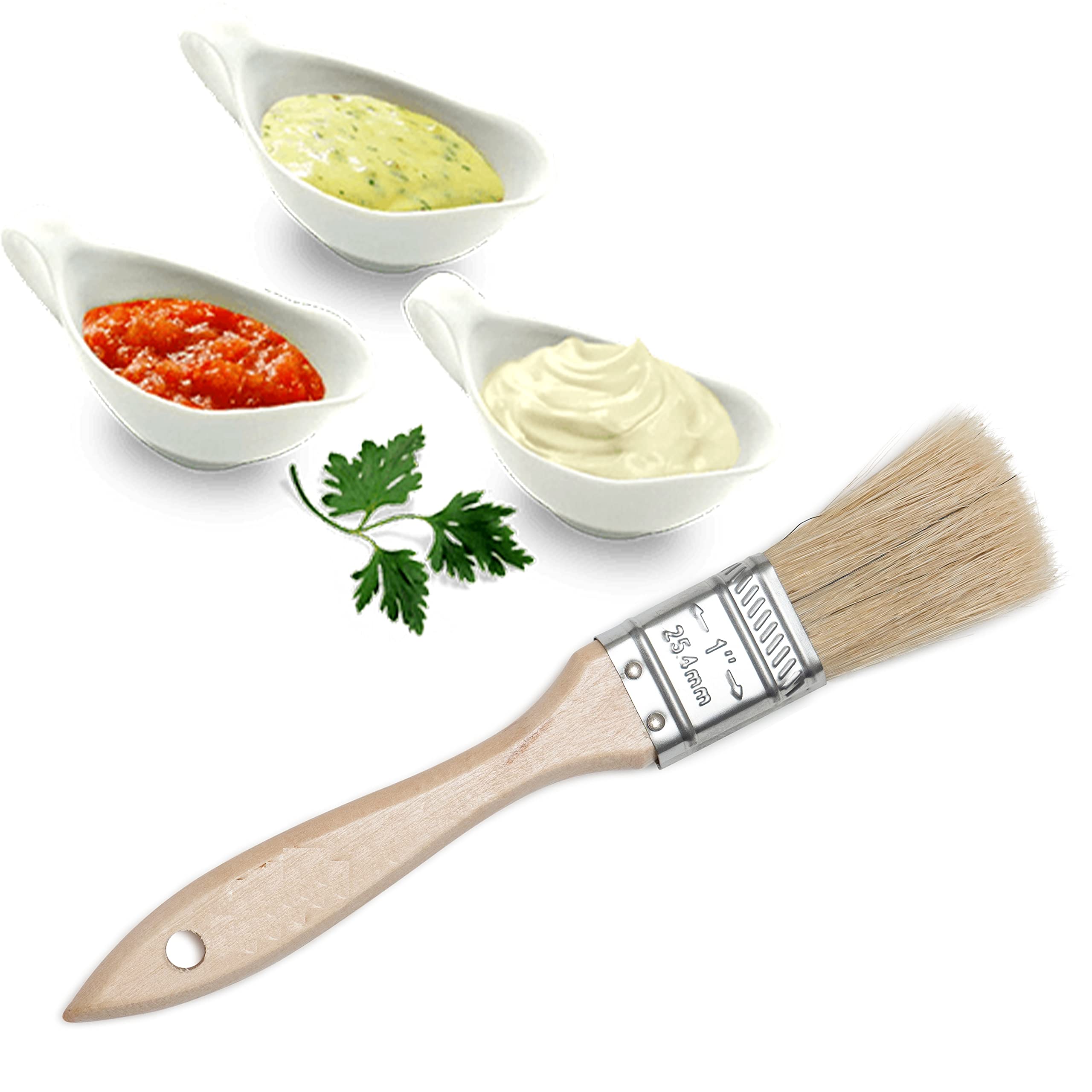 Premium Natural Boar Bristle Pastry Brush with Hardwood Handle - Ideal for Basting Oil, Marinades, BBQ Sauce & Butter - Perfect for Baking, Grilling & Cooking (2-Pack, 2.5 Inch) | Great for Thanksgiving Turkey, Holiday Baking & Summer BBQ Parties