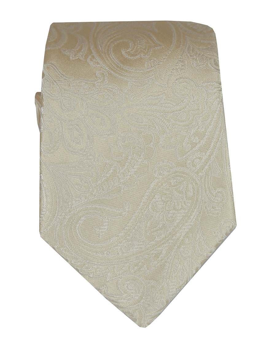 DÉCLIC Classic Paisley Tie for Men - Elegant Champagne Silk Necktie for Weddings, Business & Formal Occasions