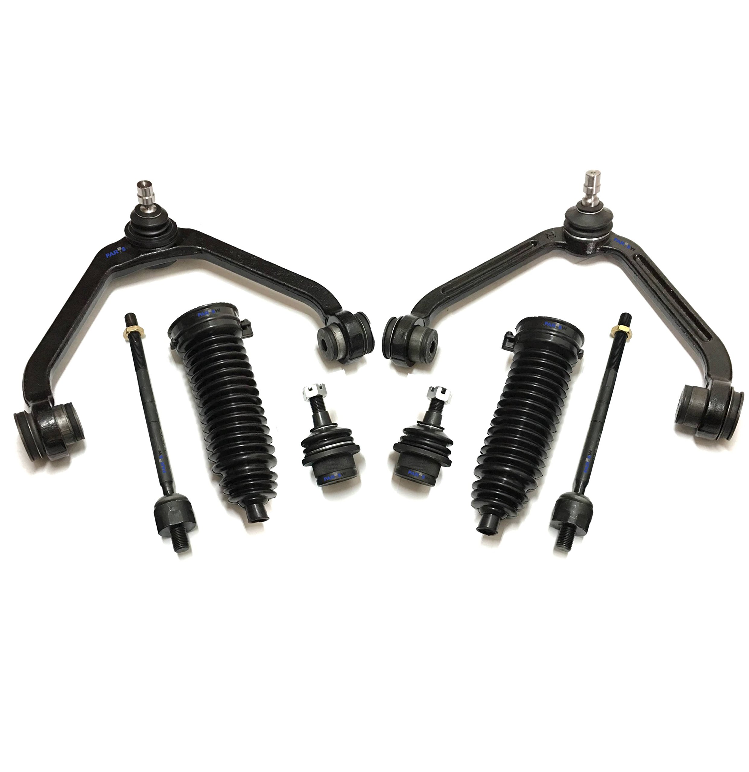 8-Piece Suspension Kit for Ford Explorer & Ranger - Inner Tie Rod Ends, Gear Bellows, Upper Control Arms & Ball Joints | Front Torsion Bar Suspension | Durable Replacement Parts for Smooth Ride & Off-Road Adventures