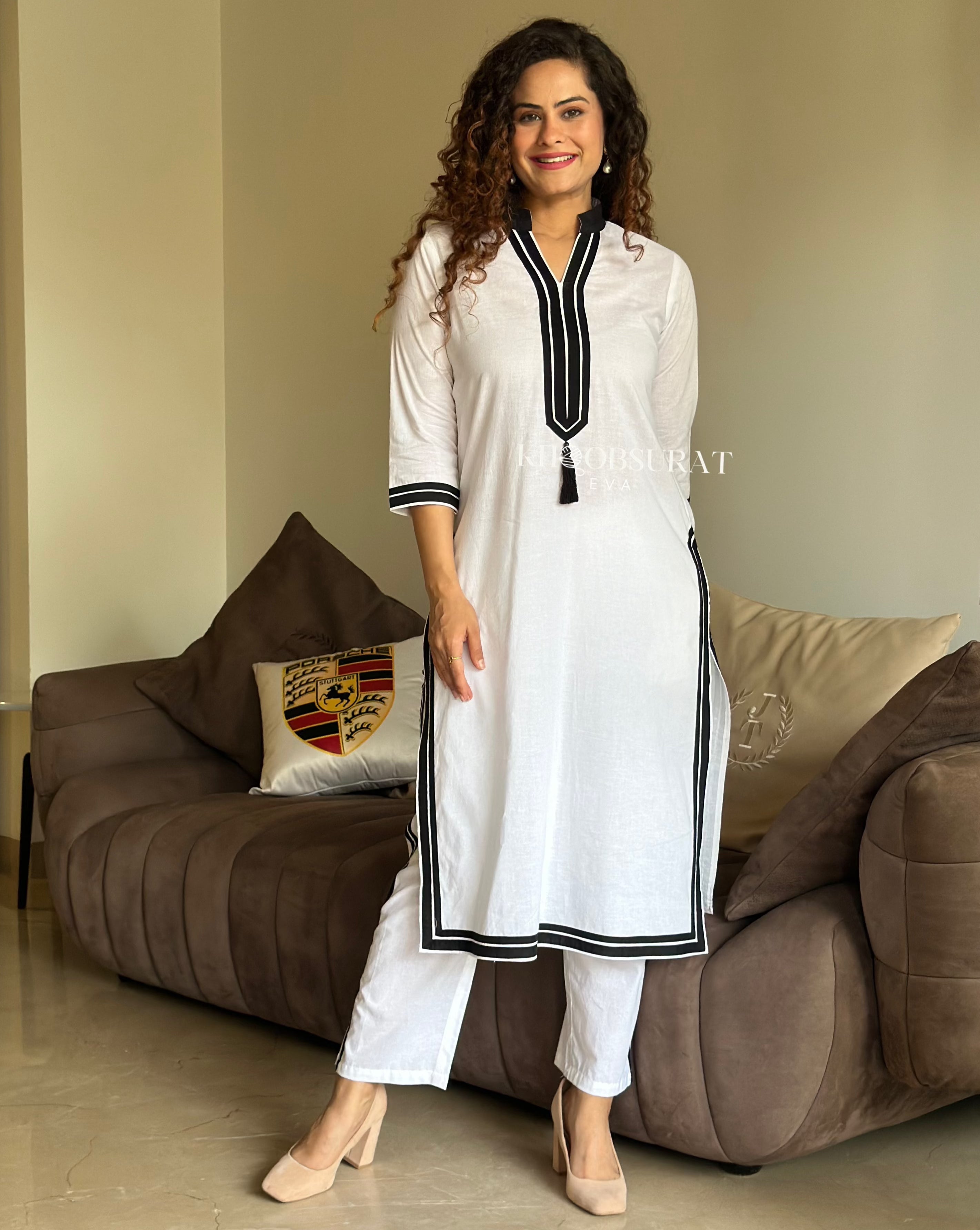 Elegant Noor White Kurta Set for Women - Traditional Pakistani/Indian Ethnic Wear - Perfect for Festivals, Weddings & Special Occasions
