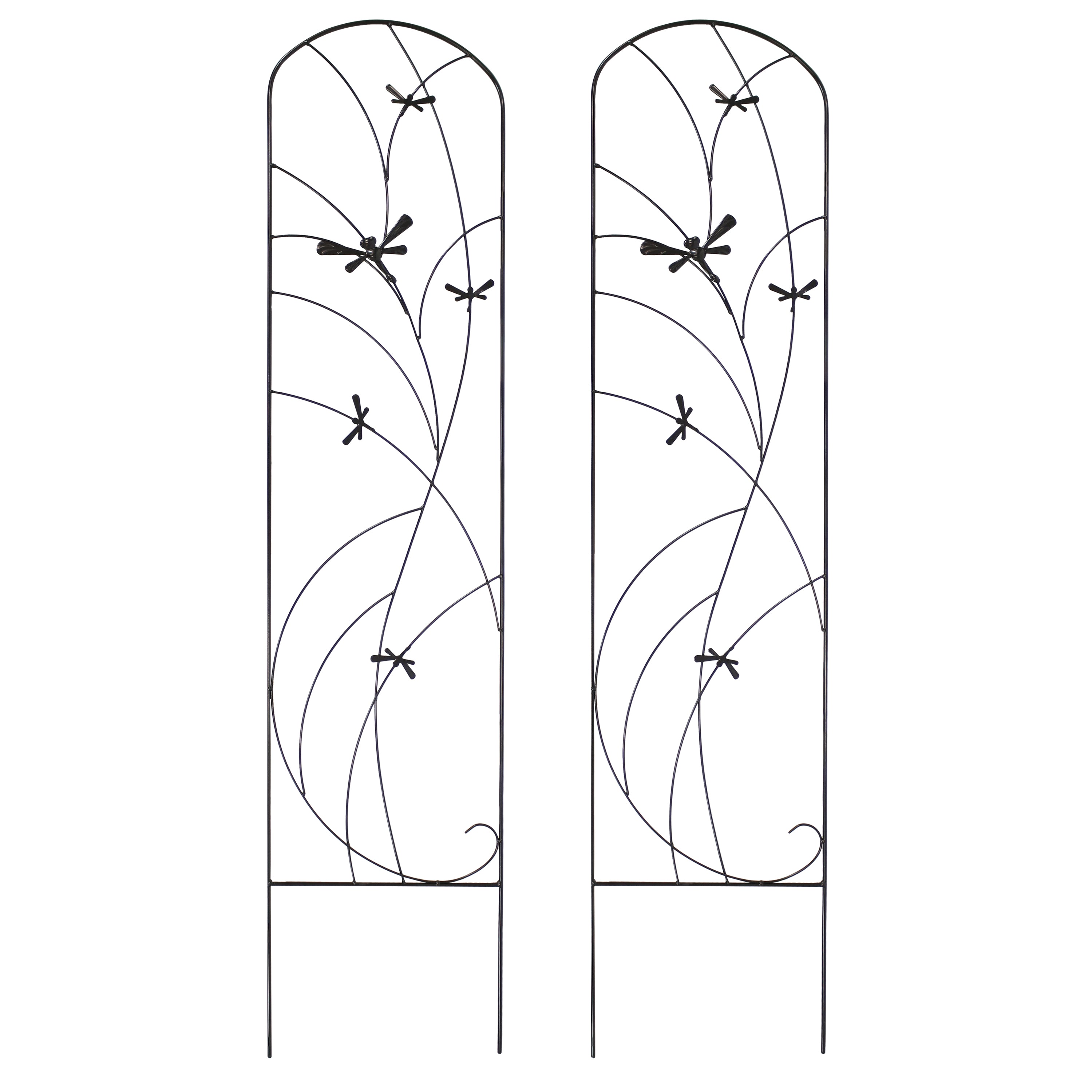 Sunnydaye 55.75 Inch Dragonfly Delight Metal Garden Trellis for Climbing Plants - Outdoor Decorative Support for Roses, Vines & Flowers in Backyard, Patio or Garden Decor