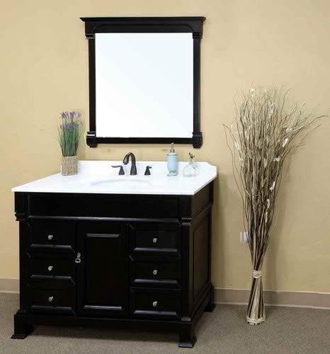42-Inch Solid Wood Frame Mirror in Espresso - Modern Wall Mirror for Bedroom, Living Room, Bathroom & Entryway Decor