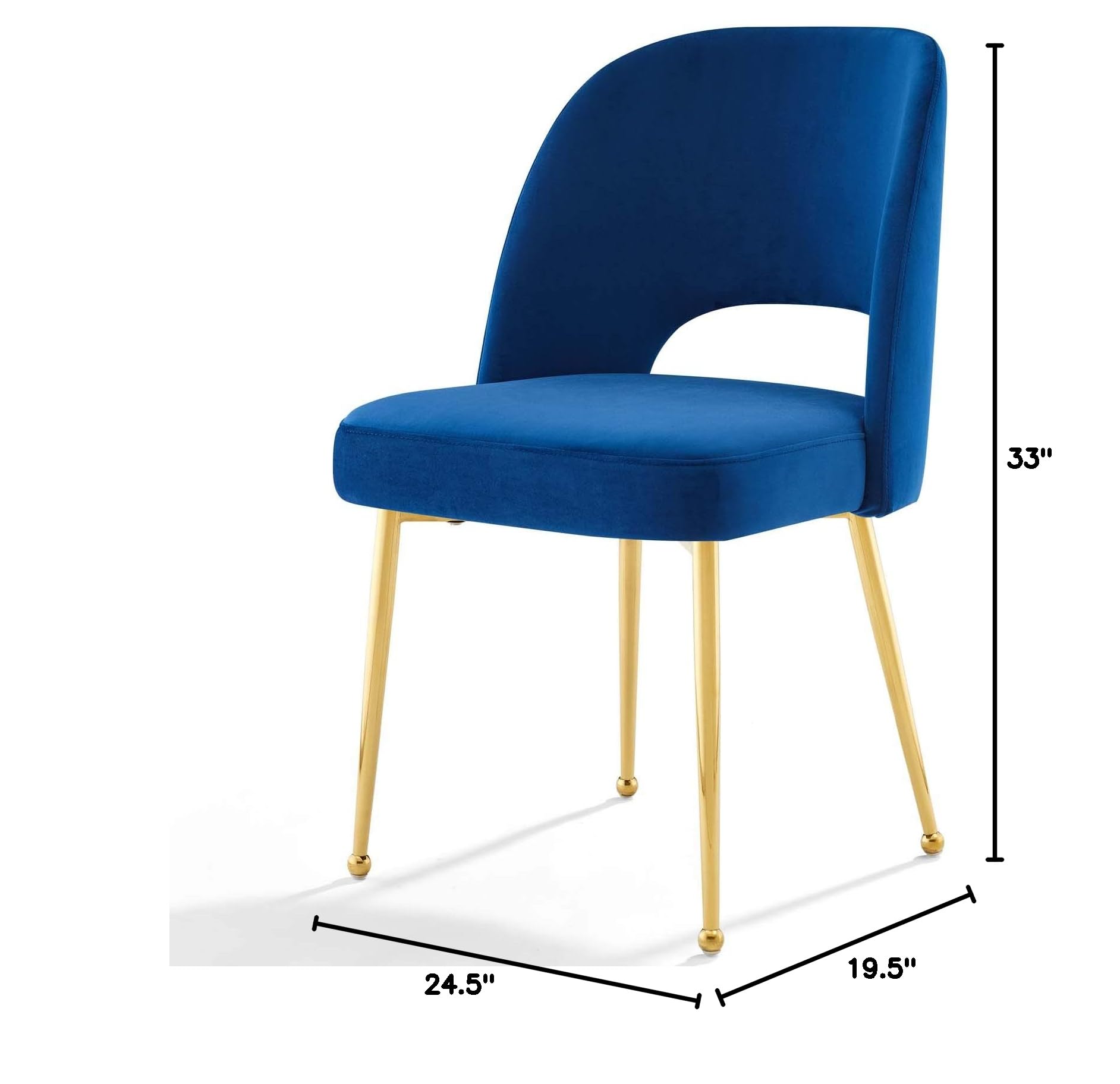 Modern Velvet Dining Chair - Navy Blue Metal Frame Side Chair for Kitchen & Dining Room | Stylish & Comfortable Seating for Home, Office, or Restaurant