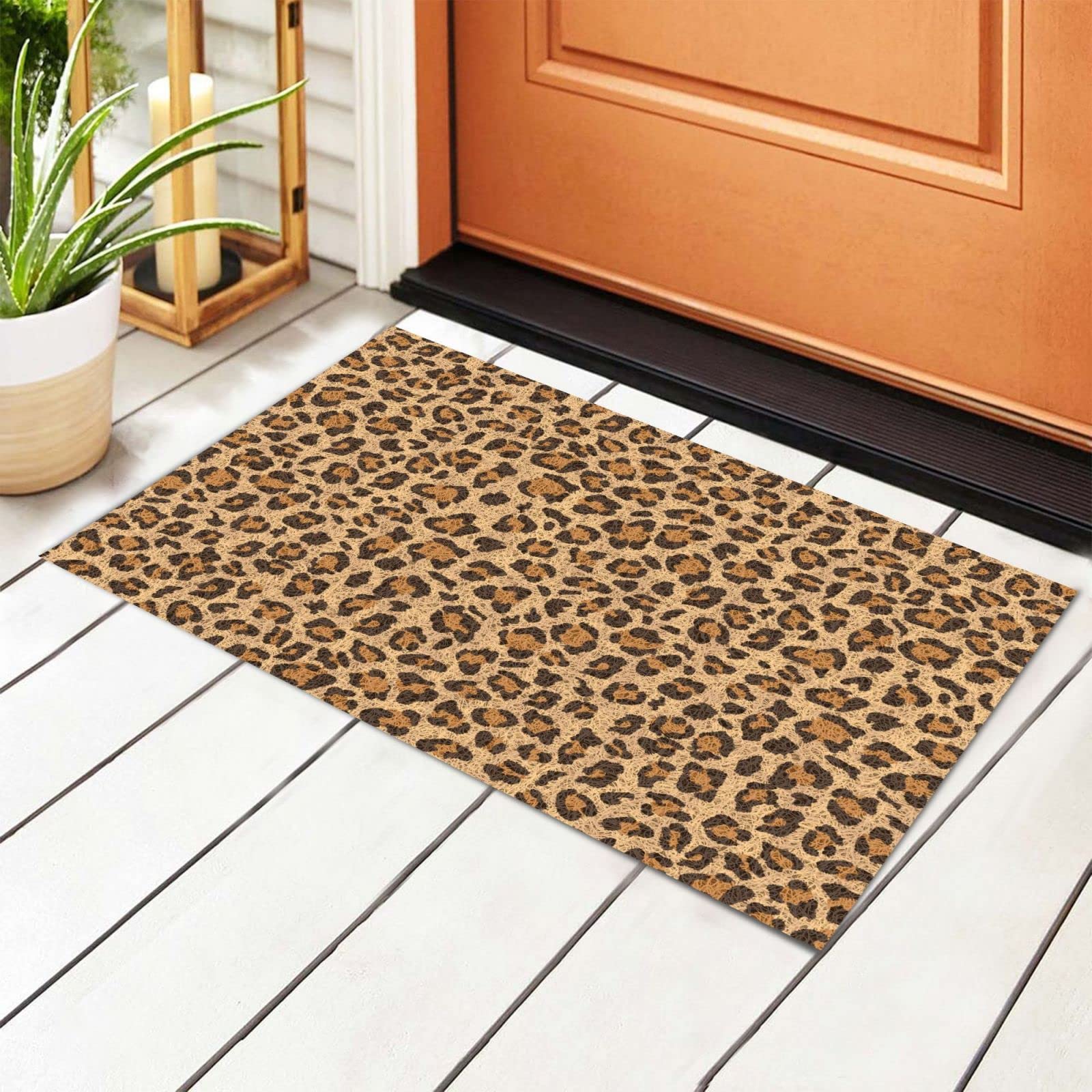 BoeHiop Leopard Door Mat - Non-Slip Absorbent Rug for Indoor/Outdoor Use