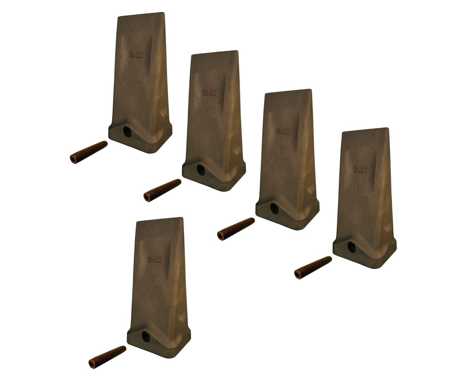 Hensley Style Parabolic Dirt/Spade Teeth with Roll Pins - 310 Series X310 - Heavy Duty Excavator Bucket Teeth for Construction and Digging