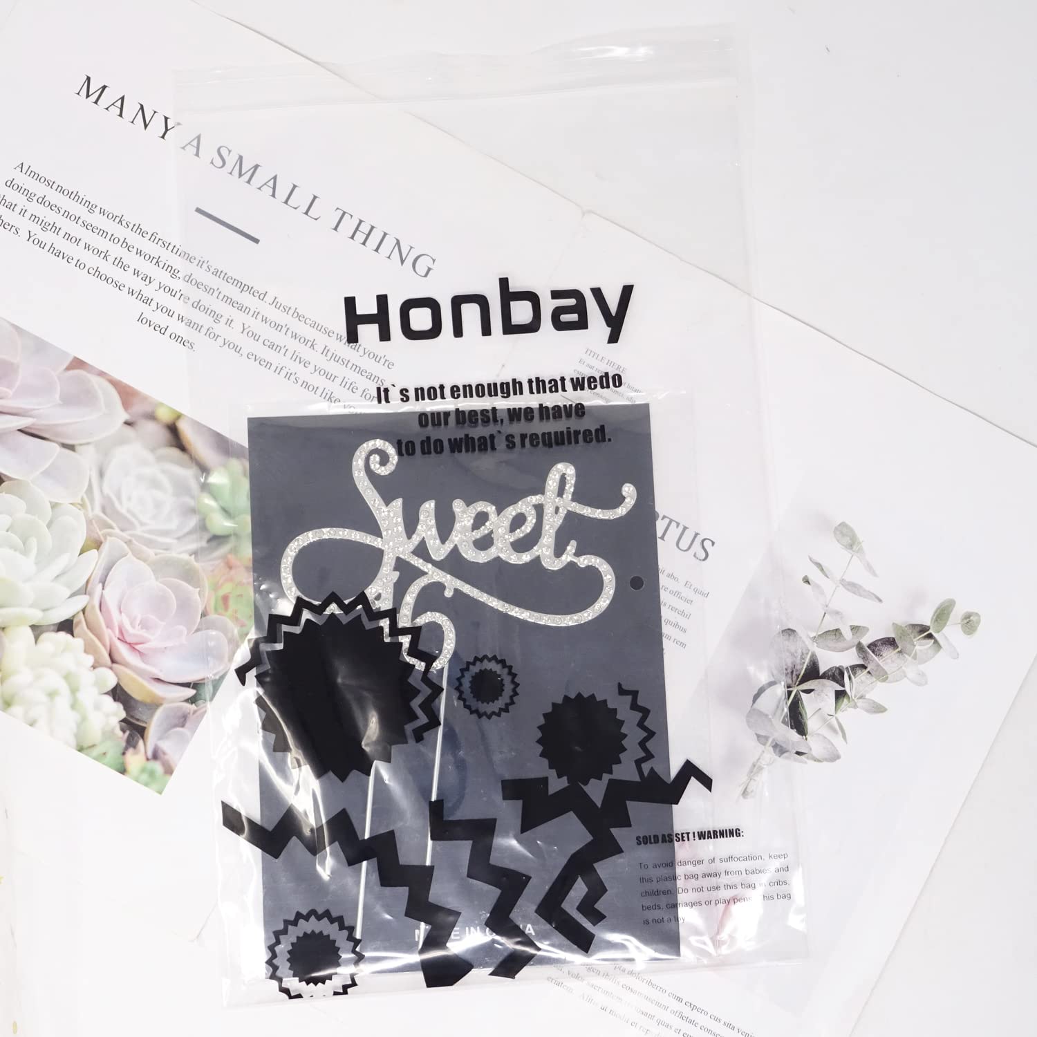 Honbay Sweet 16 Cake Topper - Premium Sparkly Crystal Rhinestone Birthday Cake Decoration for 16th Birthday Party (Silver) | Perfect for Quinceañera, Sweet Sixteen Celebrations & Milestone Birthday Cakes