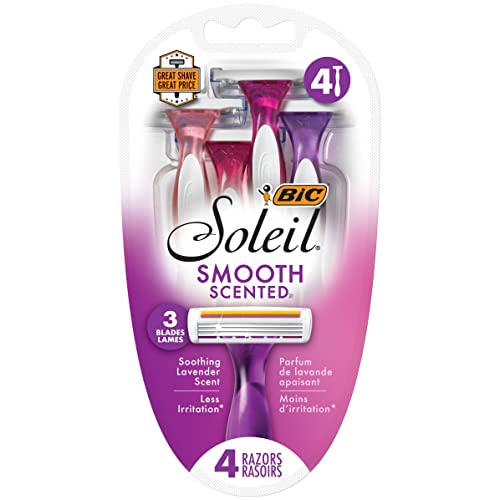 BIC Soleil Twilight Women's 3-Blade Disposable Razors - 4 Pack (Assorted Colors) - Smooth Shaving for Legs, Underarms & Bikini Area - Travel Friendly & Hypoallergenic