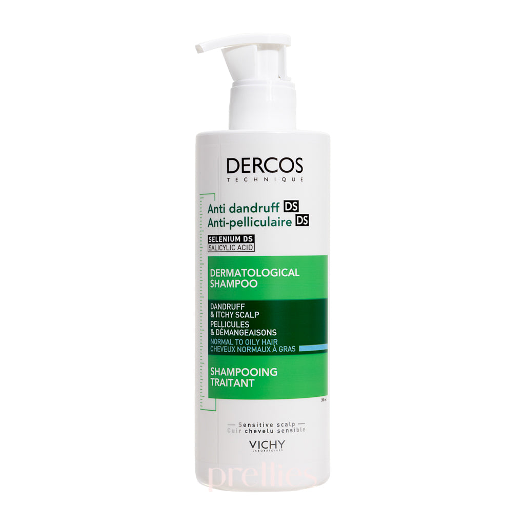VICHY Dercos Anti-Dandruff Shampoo for Normal to Oily Hair - 13.2 fl oz (390ml) - Sulfate-Free Scalp Treatment for Flaky, Itchy Scalp Relief - Daily Use for Healthy Hair Care Routine
