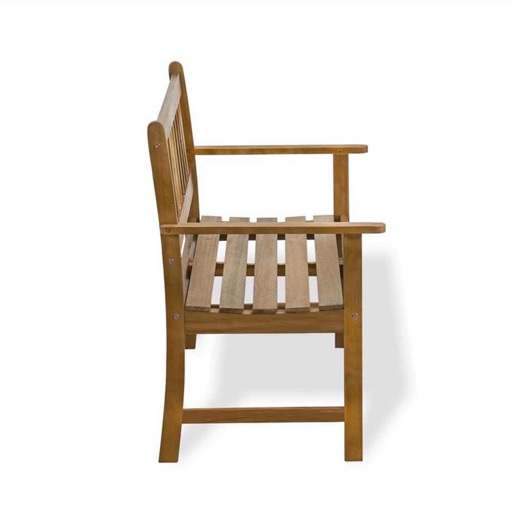 East West Furniture Belmont Wooden Patio Bench with Backrest - 48x22x33 Inch Acacia Wood Outdoor Bench, Natural Oil Finish - Perfect for Garden, Deck, Porch and Backyard Relaxation