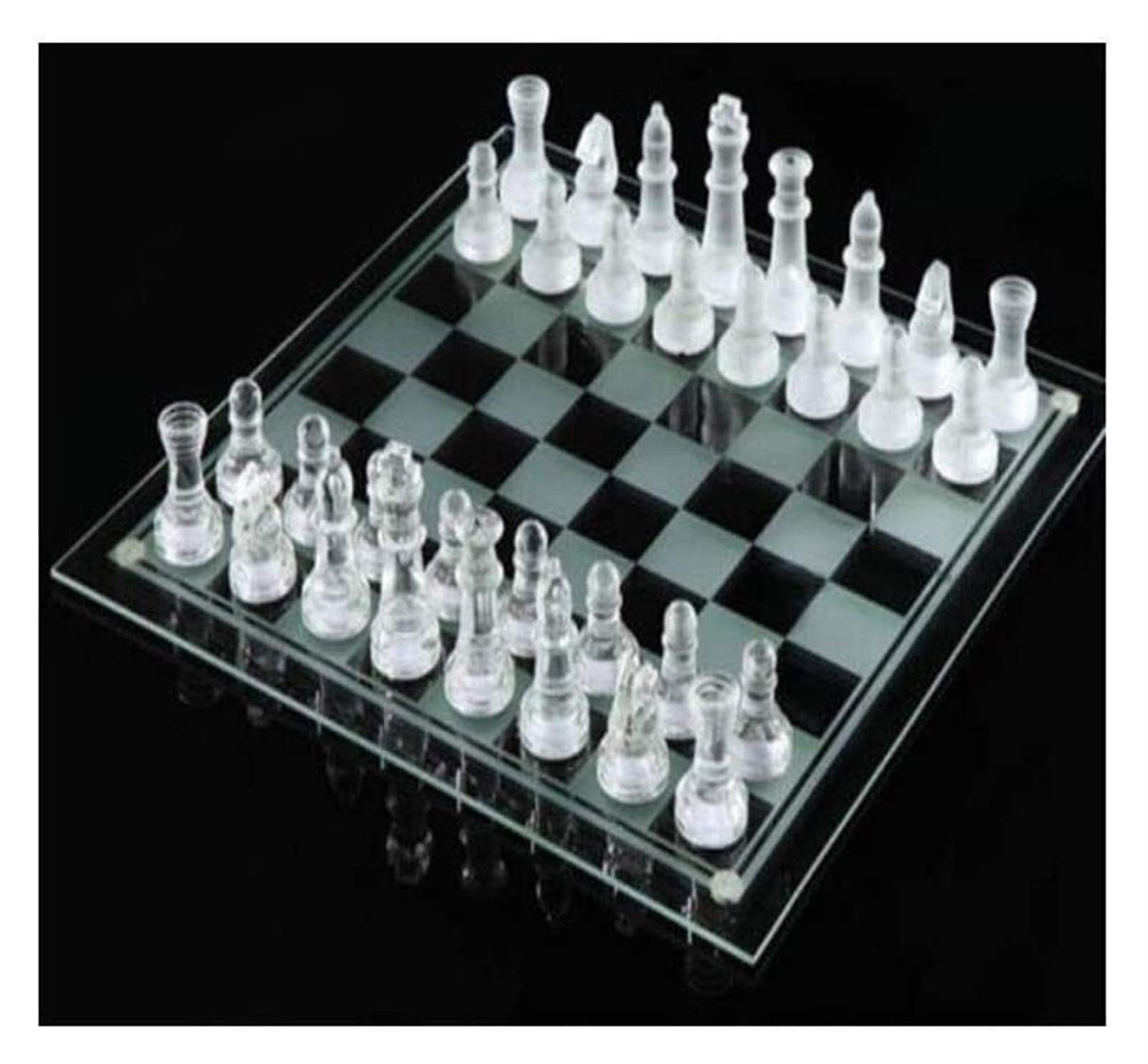 Premium Magnetic Wooden Chess Set with Exquisite Glass Crystal Pieces - High-Quality Indoor Black & White Chess Board Game for Adults & Kids - Perfect for Home, Office, and Gifts