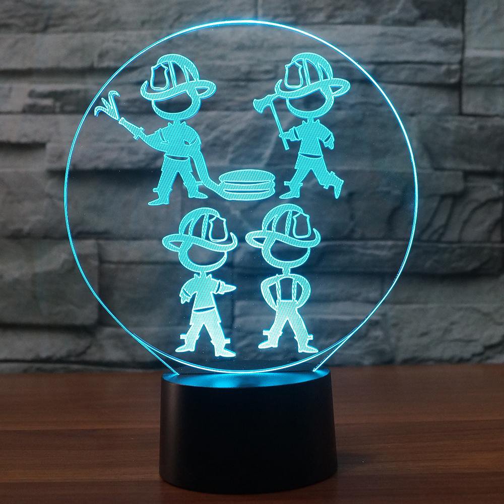 SUPERIORVZND 3D Firefighter Night Light with Remote Control - 16 Color Changing LED Desk Lamp, Touch Switch & Optical Illusion Effect - Perfect for Kids' Room, Home Decor, Christmas & Birthday Gifts