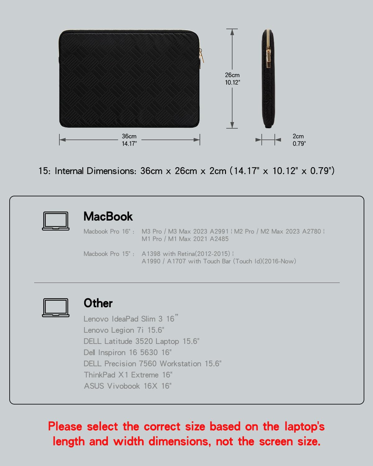 RAINYEAR Protective Laptop Case for MacBook Pro 16 Inch (2023 Model A2991/A2780) & 15.4 Inch (A1990) | Padded Carrying Bag with Accessories Pouch | Also Fits HP Newest Essential 15 Laptop | Durable Black Computer Case for Work, Travel & School