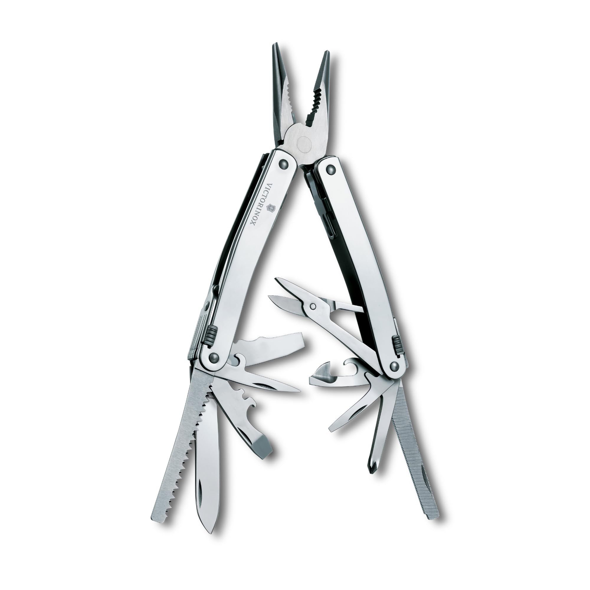 Victorinox Swiss Tool Spirit X Multitool - 24 Functions with Locking Blade & Combination Pliers, Includes Leather Case (Silver) - Perfect for Camping, Hiking, and Everyday Carry