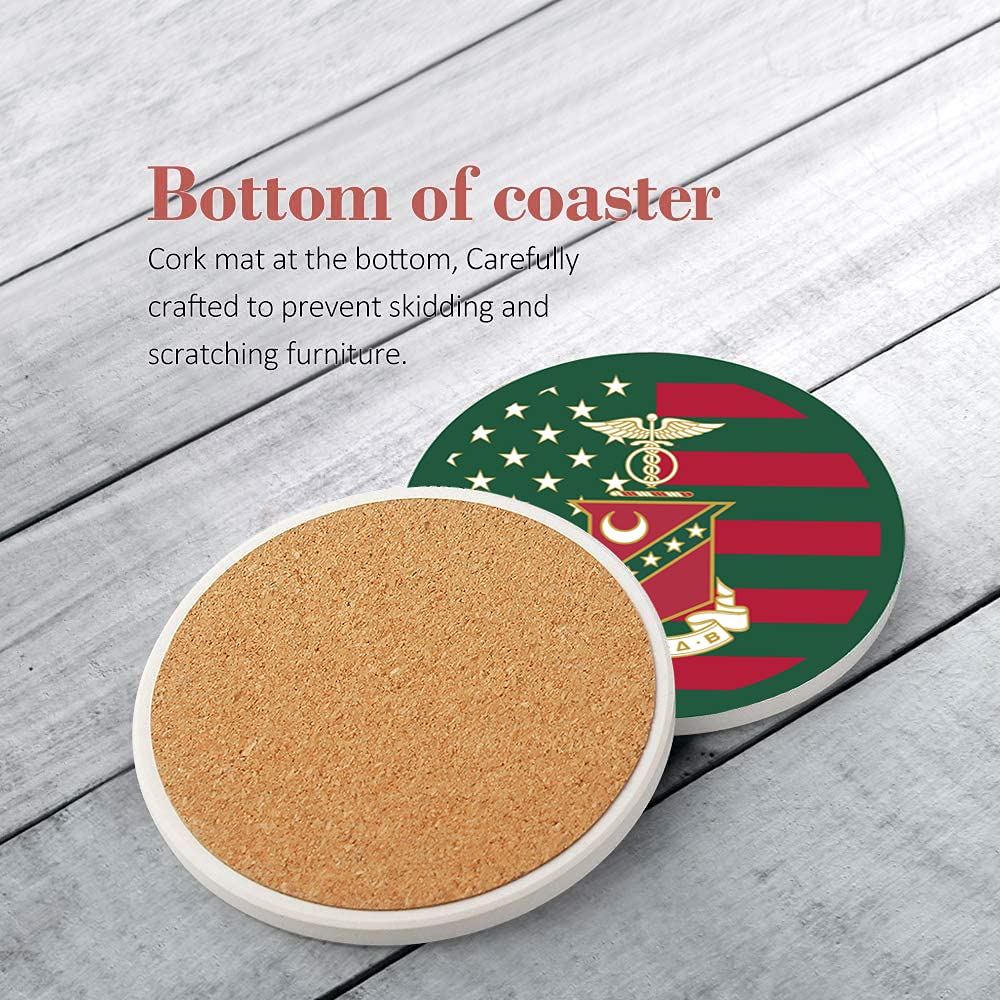 Kappa Sigma Fraternity Ceramic Drink Coasters with Cork Base & Metal Holder - Set of 8 for Coffee Table, Bar, or Office - Absorbent & Durable for Hot/Cold Beverages