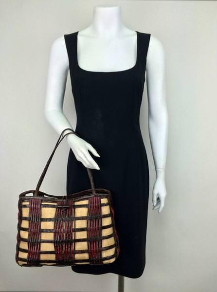 Nancy Gonzalez Woven Crocodile Leather Medium Basket Tote Handbag - Luxury Designer Women's Shoulder Bag for Work, Travel & Everyday Use