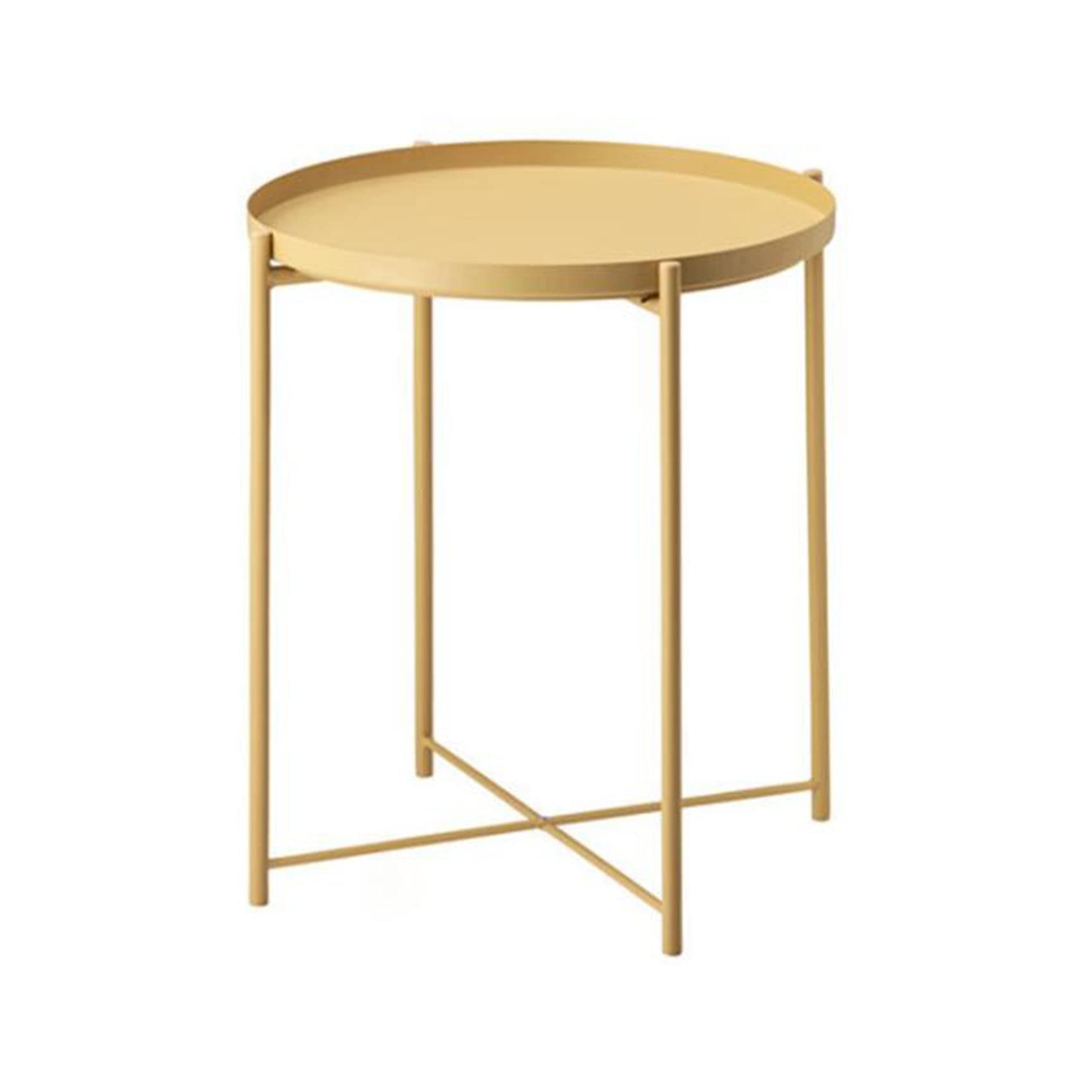 YUMEIGE Round Metal Tray End Table - Waterproof Removable Tray, Small Accent Table for Indoor & Outdoor Use - Perfect for Living Room, Bedroom, Balcony, Office - 3 Color Options (Black, White, Gold) - Ideal for Holding Drinks, Snacks, Books & Decor