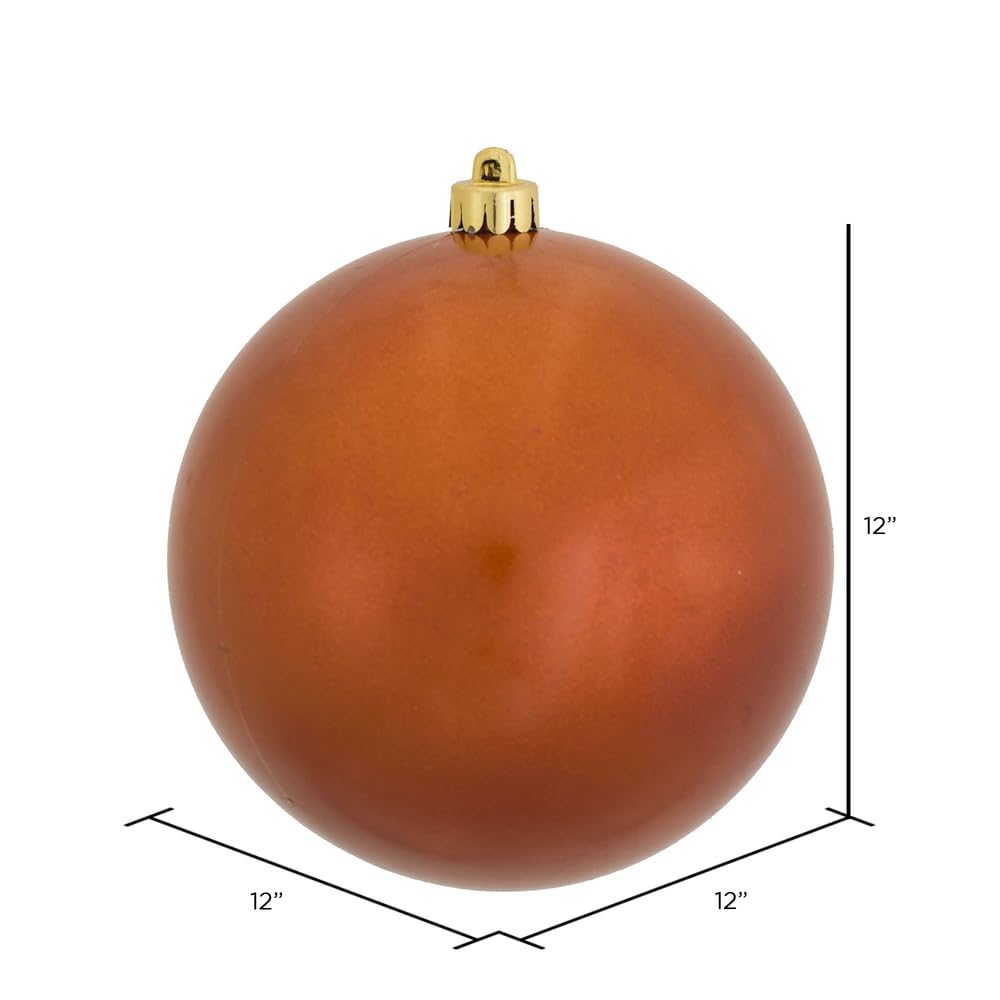 Vickerman 12-Inch Burnished Orange Candy Ball Christmas Tree Ornament - Perfect for Holiday Decor, Party Favors & Festive Home Decoration