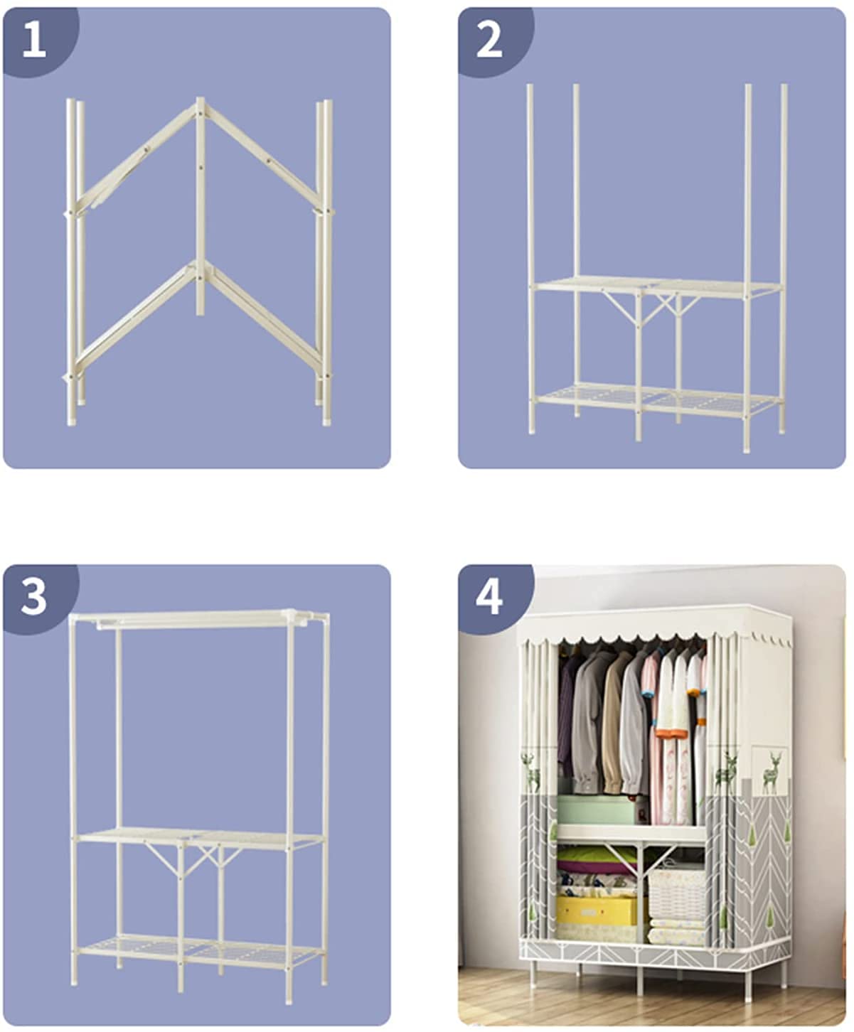 Pink Portable Fabric Wardrobe Closet - 168x150x48cm Foldable Metal Frame Clothing Storage Organizer for Bedroom, Dorm, Travel & Small Spaces | Heavy Duty Garment Rack with Hanging Rail