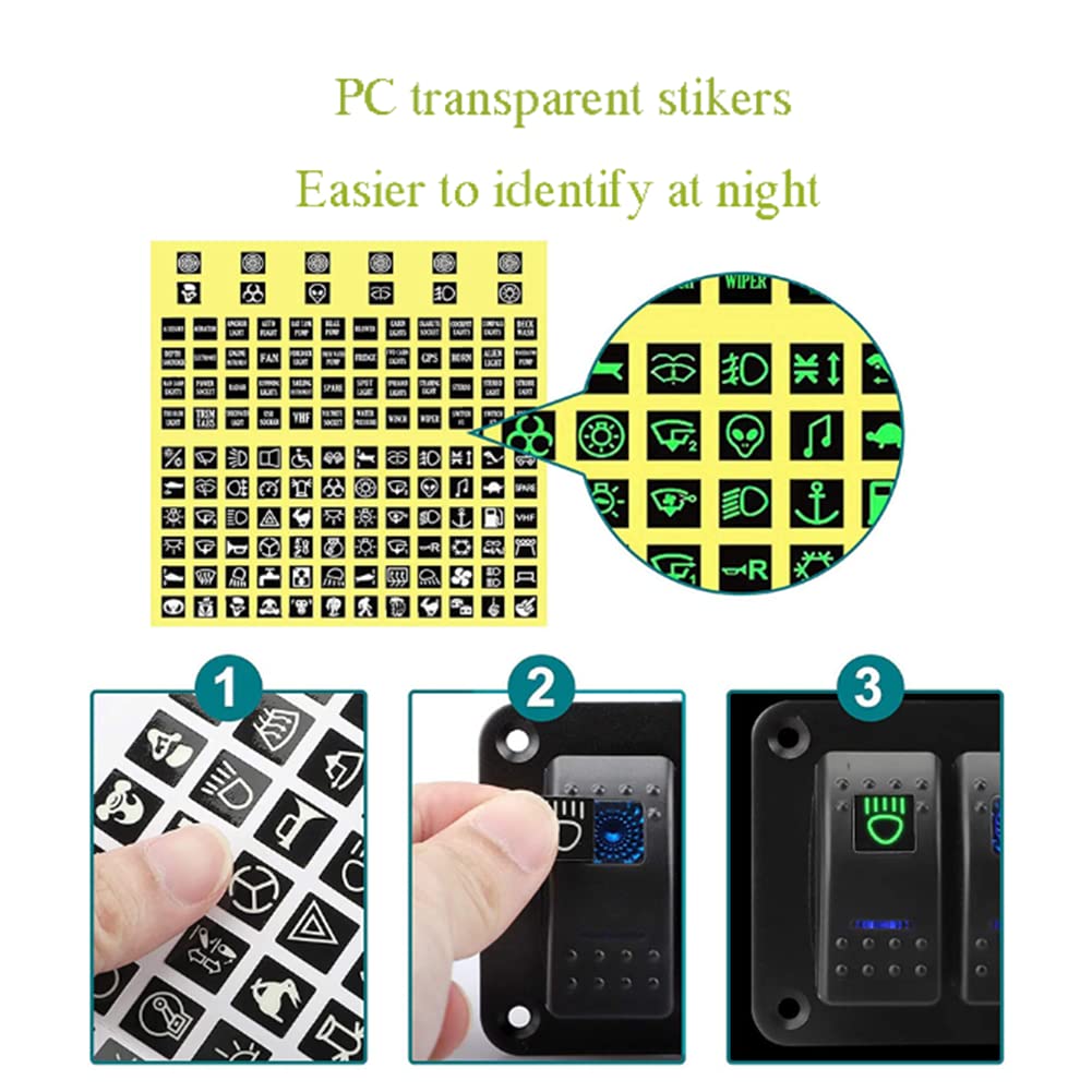 12V-24V DC Marine Switch Panel with Dual USB Quick Charger & Voltmeter - Waterproof Boat Rocker Switch Panel with Night Glow Stickers for RV, Boats, Cars & Trucks | Perfect for Marine Electrical Systems, Off-Road Vehicles & Emergency Power Control