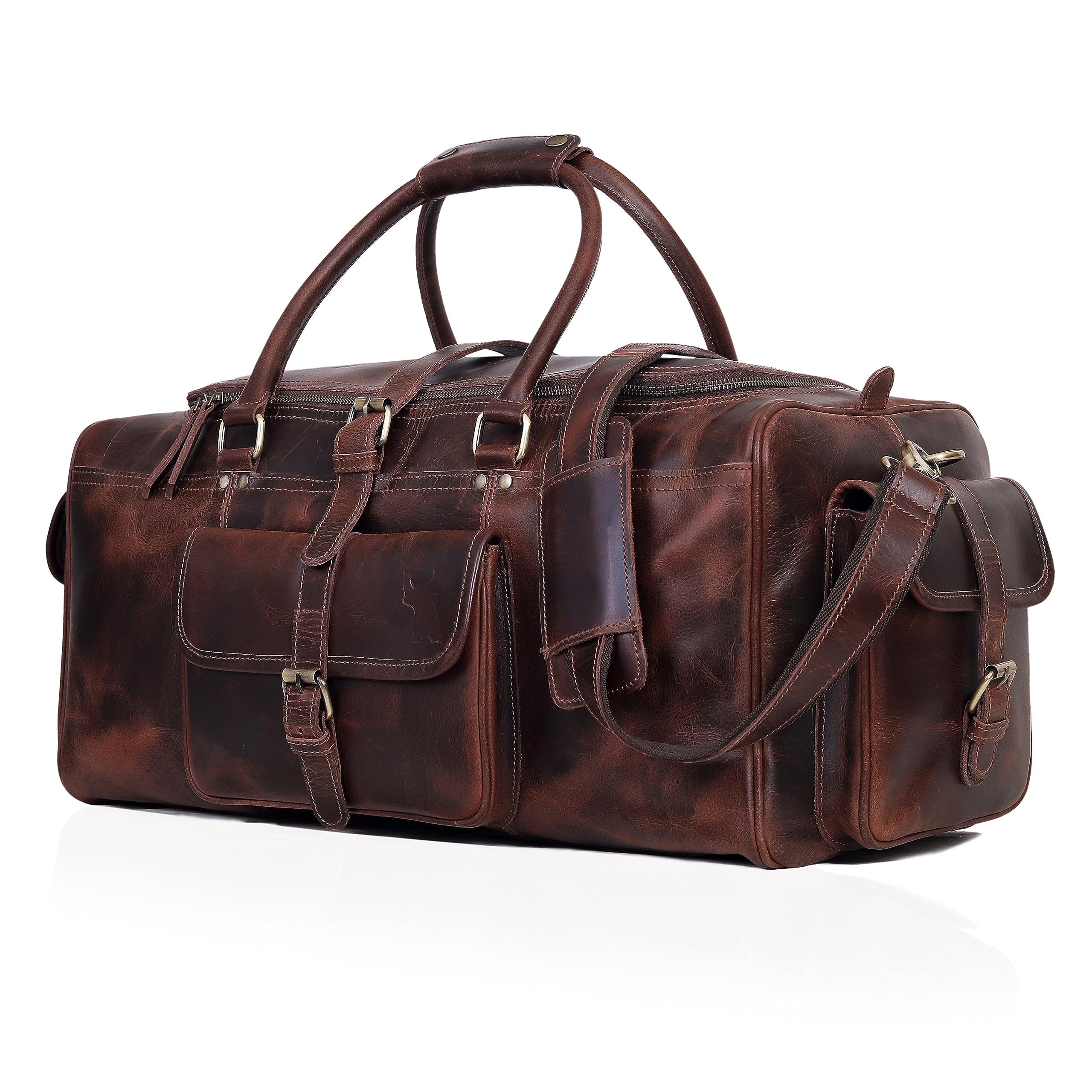 Premium Full Grain Leather Duffel Bag for Men - 24