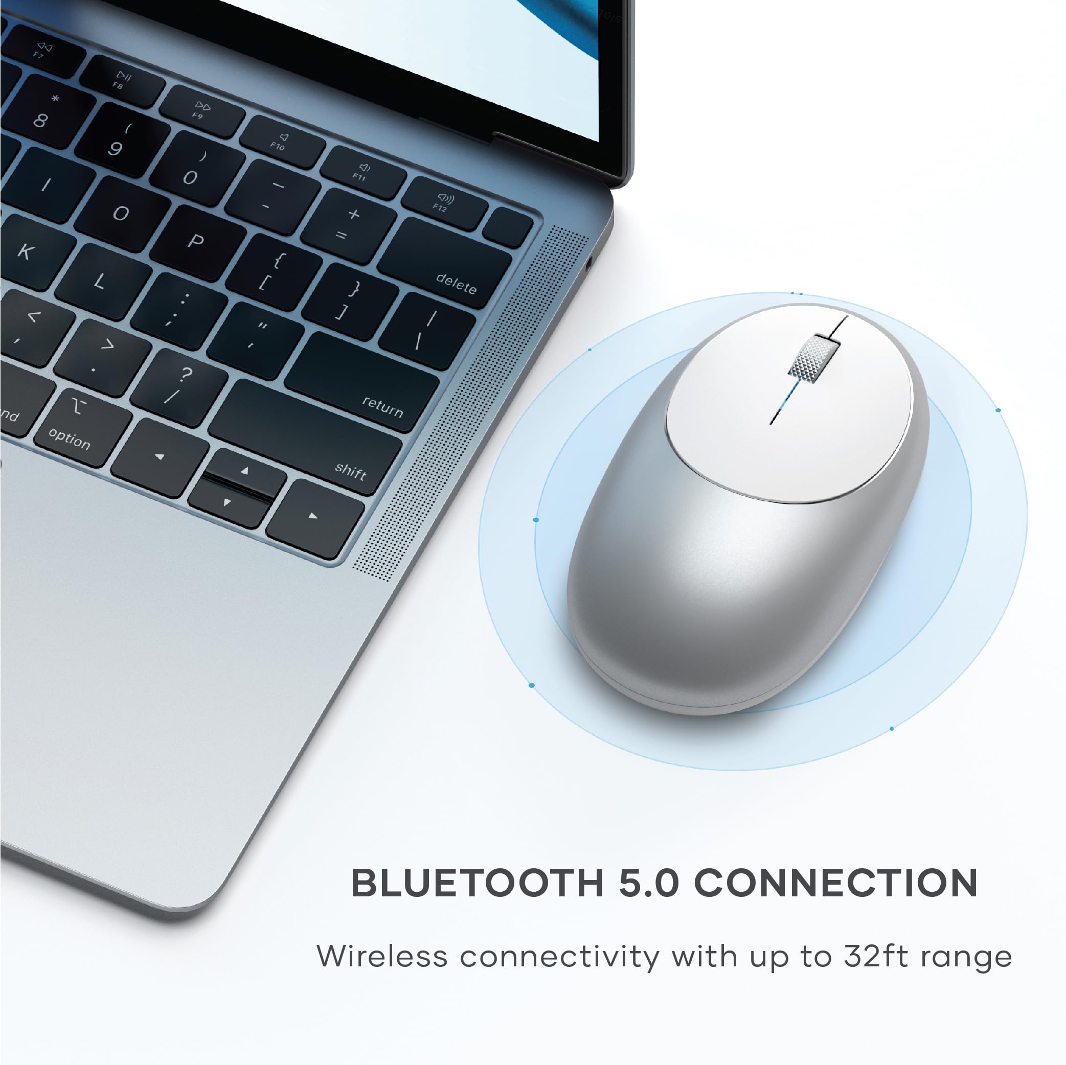 Satechi Wireless Bluetooth Mouse for MacBook Pro M1/M2 - Rechargeable USB-C Mouse for MacBook Air, iMac, Mac Mini & iPad - Slim Portable Design for Office, Travel & Home Use - Silver