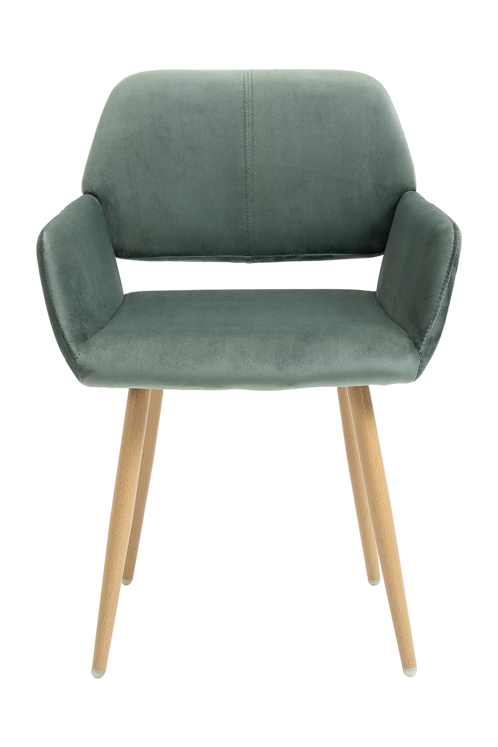 Velvet Upholstered Side Dining Chair with Metal Legs - Green Fabric & Beech Wood Finish - KD Backrest - Perfect for Kitchen, Dining Room, or Home Office Seating