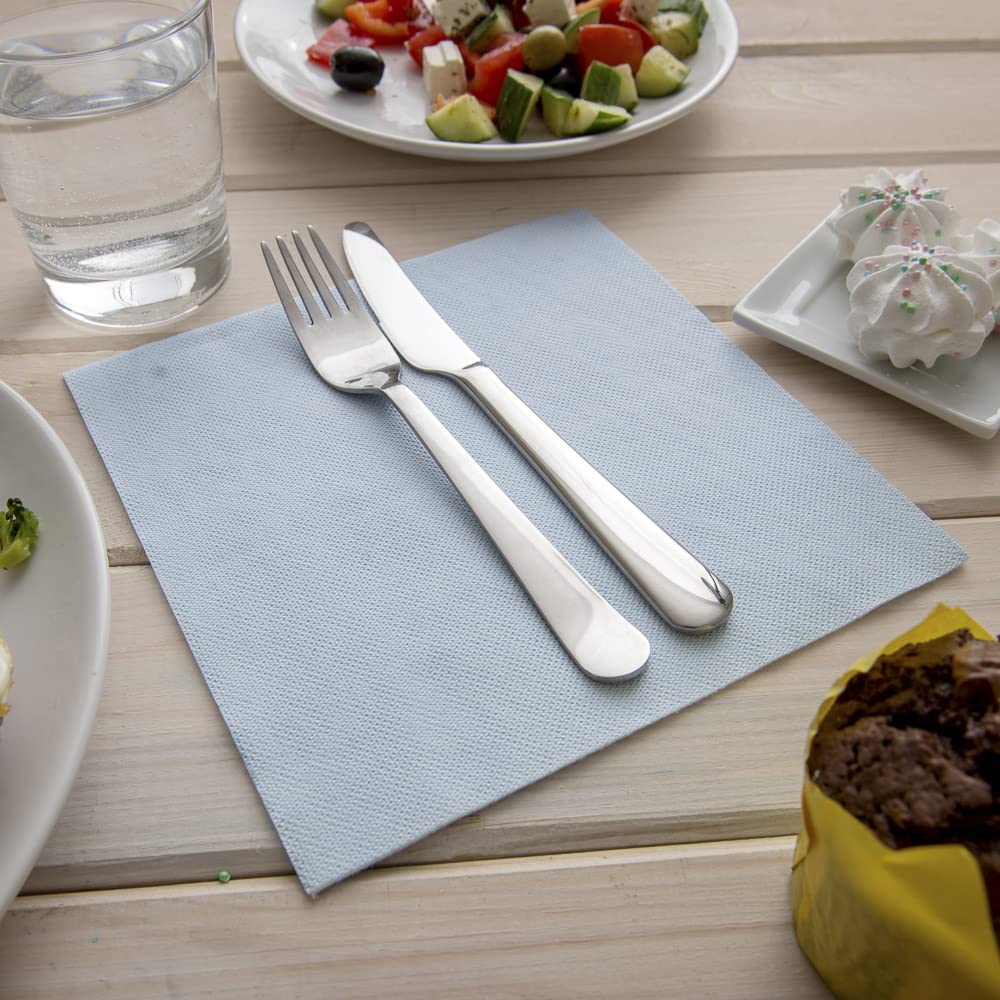 Restaurantware Luxenap 15.75 Inch Disposable Napkins - 600 Soft Linen-Like Paper Napkins | Premium Absorbent Air-Laid Celeste Denim Design | Pre-Folded for Dinner Parties, Weddings & Catering Events