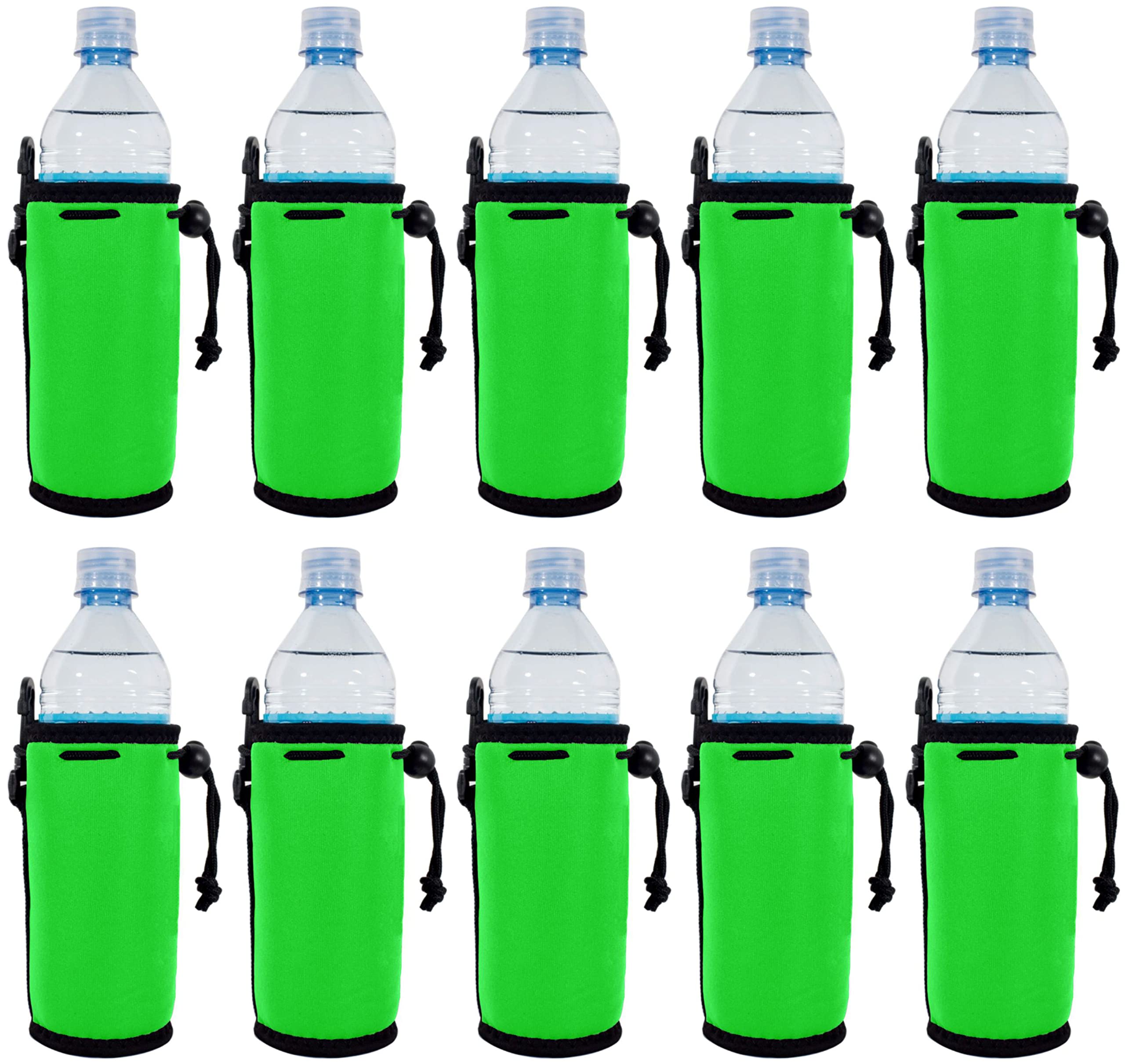 10 Pack Neon Green Blank Neoprene Water Bottle Coolie Sleeves - Insulated Beverage Koozies for Cans & Bottles, Perfect for Parties, Picnics & Outdoor Activities