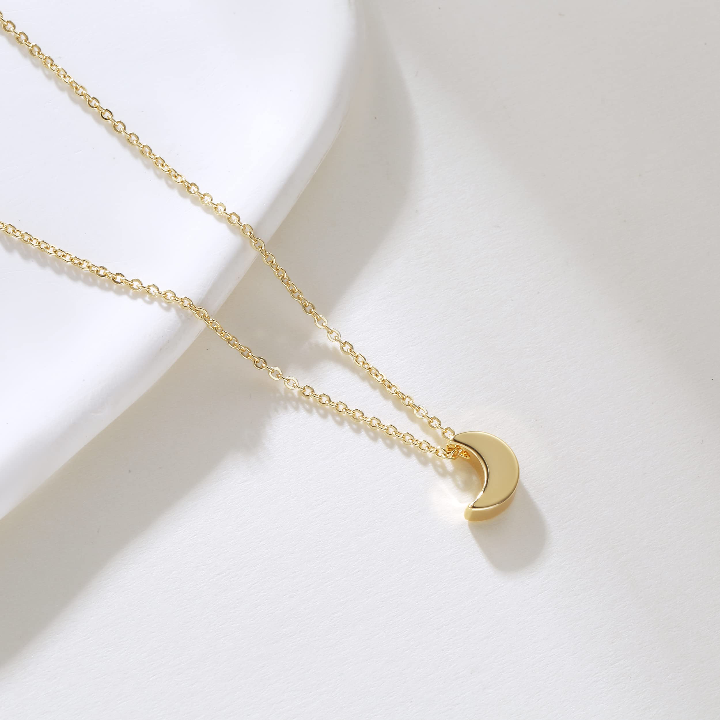 Tasiso 14K Gold Moon and Star Pendant Necklace for Women - Delicate Crescent Moon & Tiny Star Charm Minimalist Jewelry - Perfect for Everyday Wear, Date Nights & Special Occasions