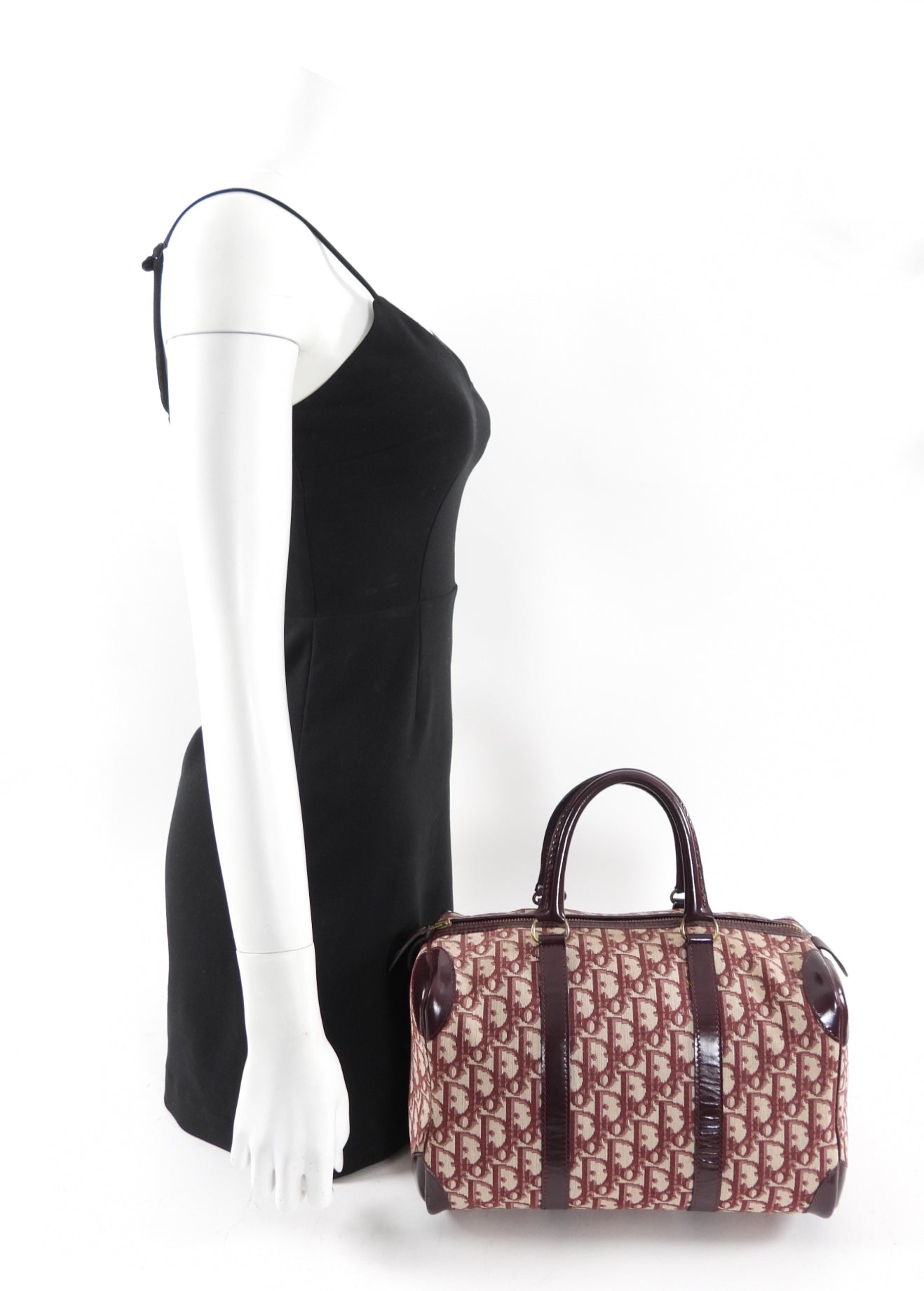 Christian Dior Oblique Logo Boston Bag in Burgundy - Luxury Crossbody Handbag for Women, Perfect for Work, Travel & Evening Events