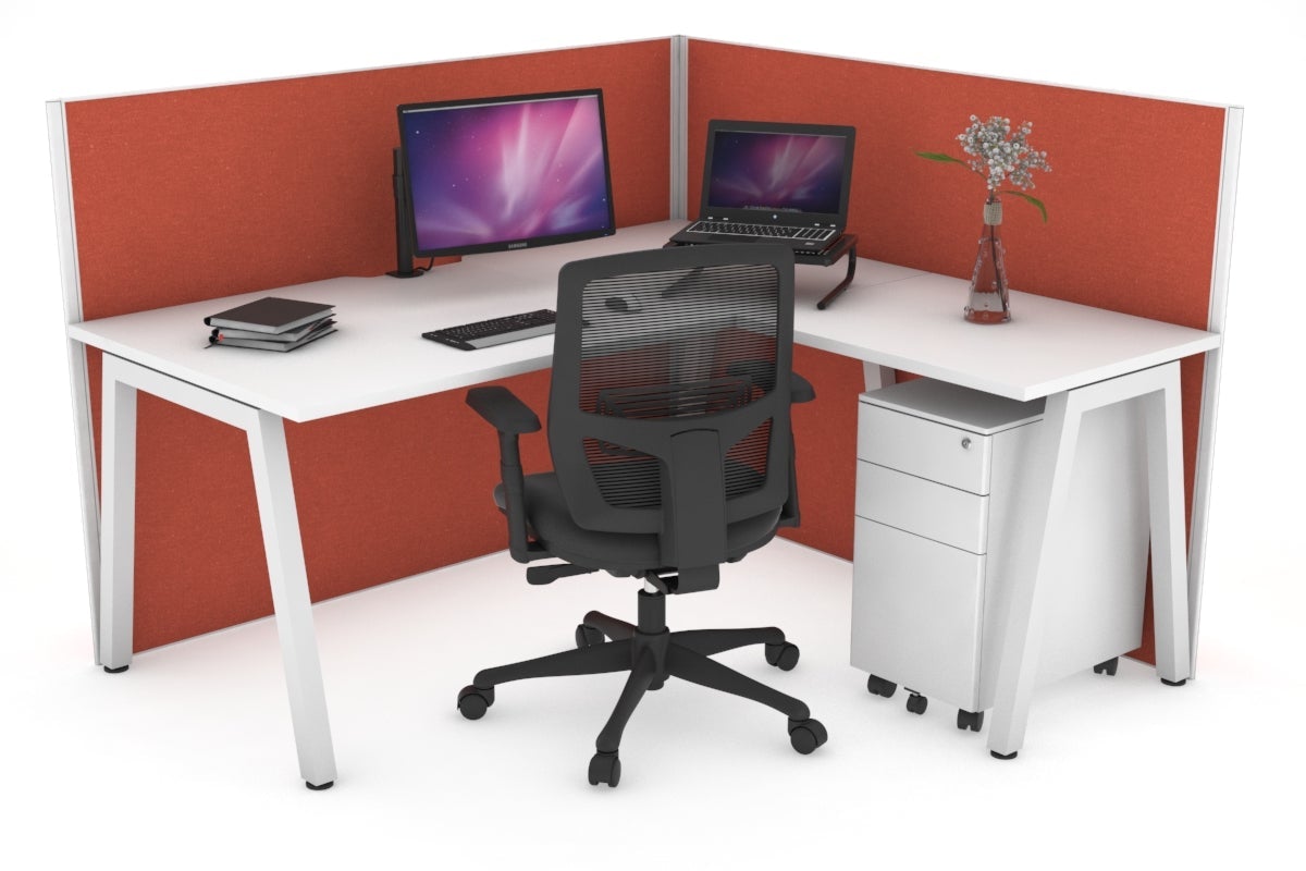 Horizon Quadro A Legs L-Shaped Corner Office Desk - 1600L x 1800W with Cable Management | Modern Home Office & Gaming Setup for Small Spaces