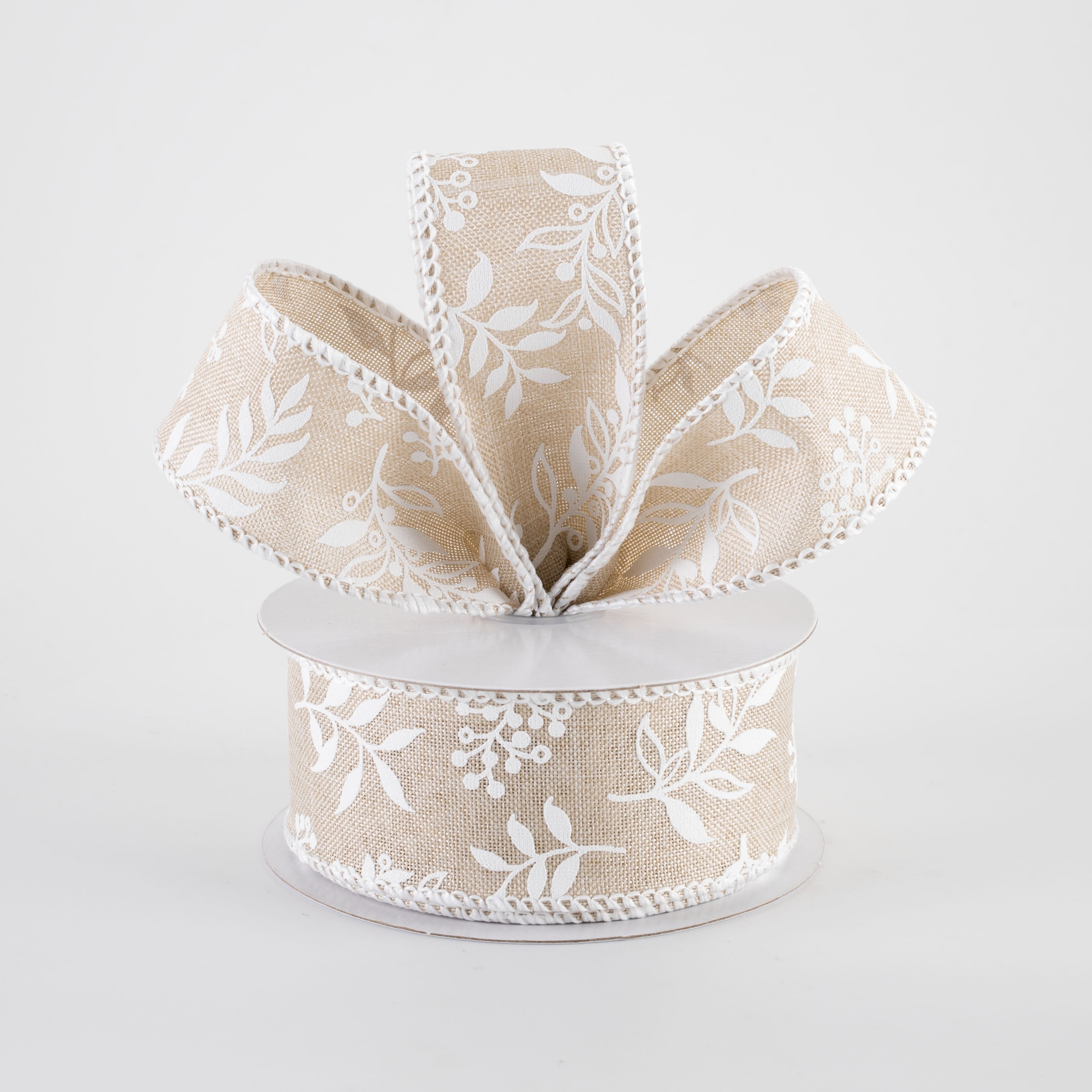 1.5 Inch Natural Linen Foliage Ribbon - 10 Yards for DIY Crafts, Gift Wrapping, Wedding Decorations and Home Decoration