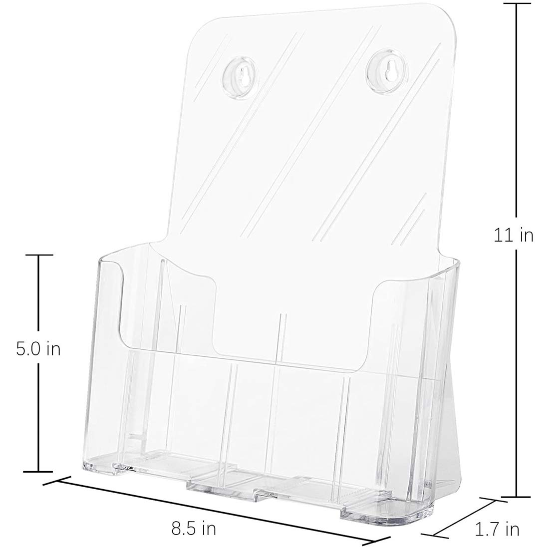 KTRIO Clear Acrylic Brochure Holder & Phone Stand - Sleek Desk Organizer for Office, Restaurant, or Retail Display - Perfect for Brochures, Menus, and Smartphones