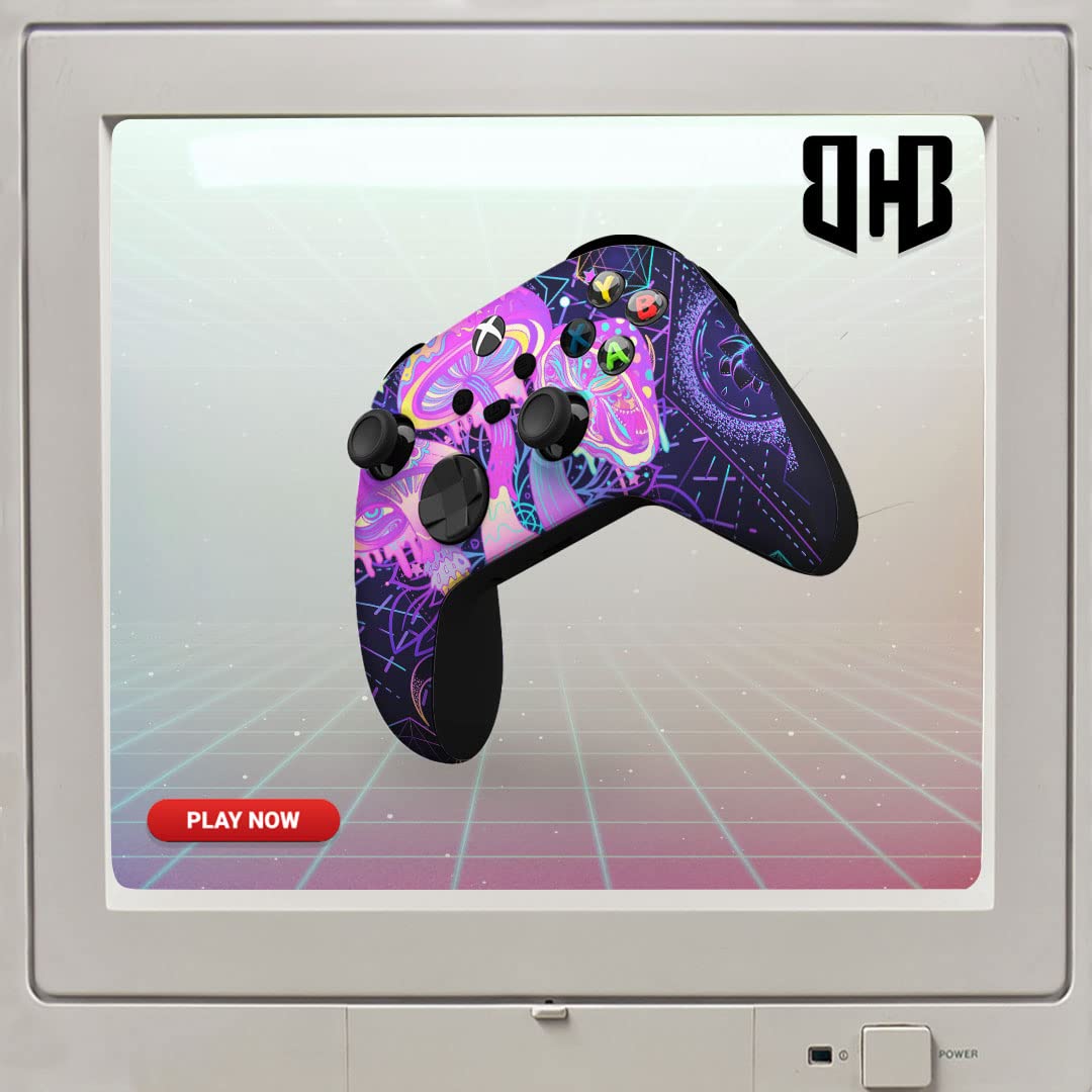 Custom Psychedelic Mushroom Wireless Xbox Controller - Compatible with Xbox One, Series X & S - Water Transfer Printed Design (Not a Skin) - Perfect for Gaming Enthusiasts & Collectors