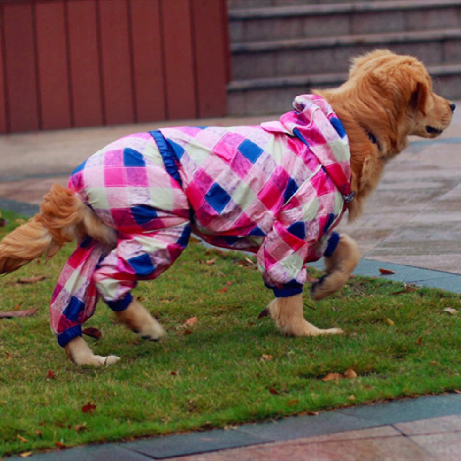 Waterproof Dog Raincoat Camouflage Full Body Cover - Small, Medium, Large Sizes - Rose Red (12