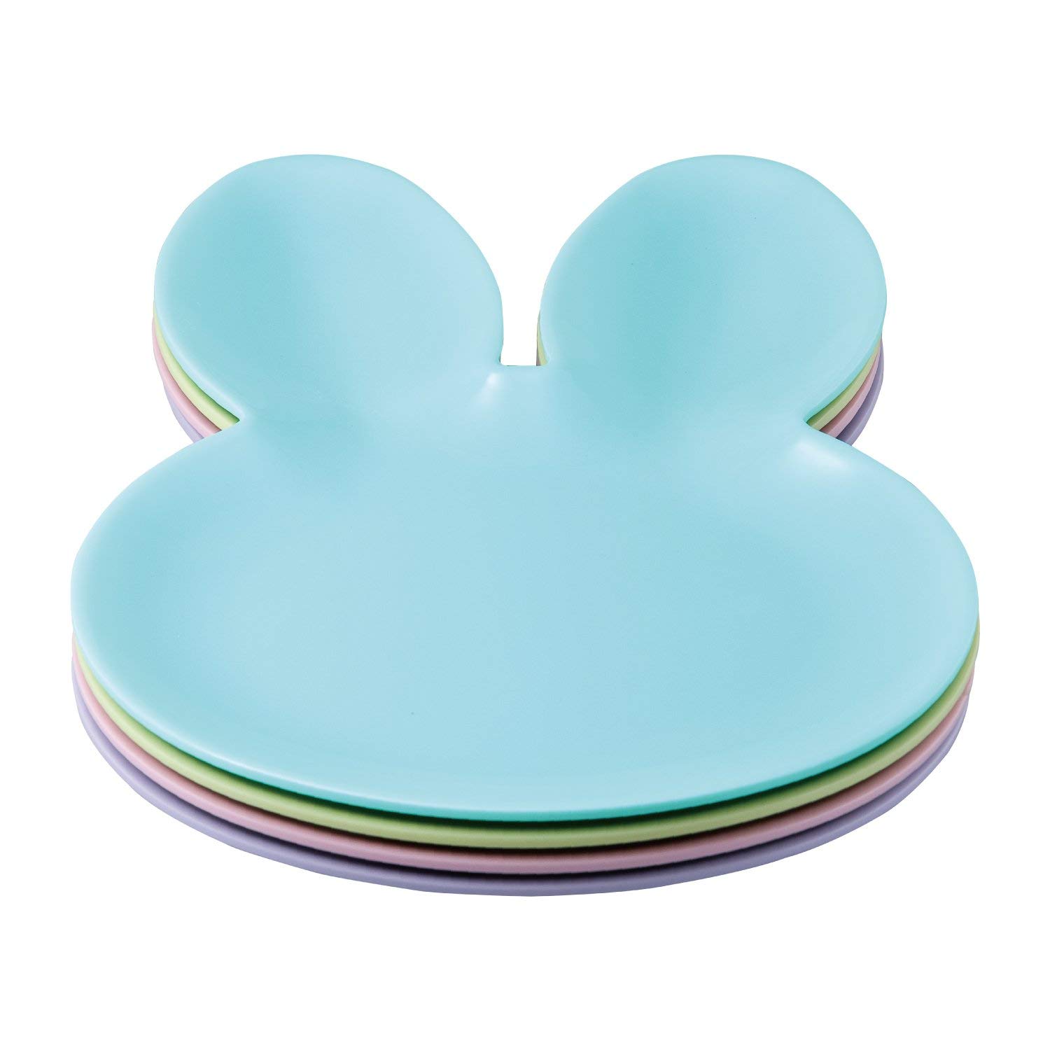 UPware Easter Bunny Melamine Plates - Bunny-Shaped 10 x 7.25 Inch Durable BPA-Free Dinner Plates Set of 4, Pastel Spring Decorations - Perfect for Easter Brunch, Party Tableware, Holiday Dining & Home Decor