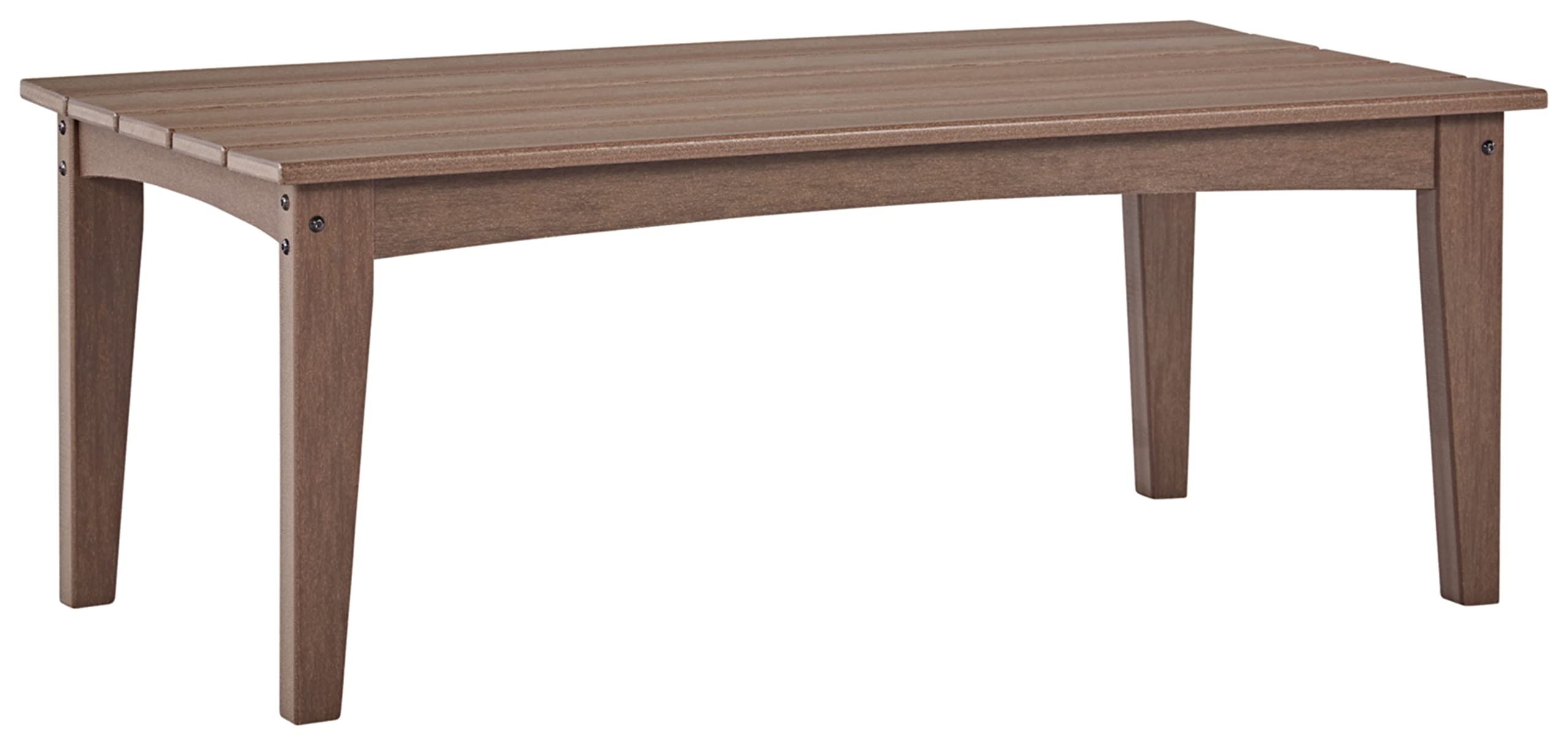 Signature Design by Ashley Emmeline Outdoor HDPE Patio Coffee Table - Weather-Resistant Brown Side Table for Garden, Poolside & Backyard Decor