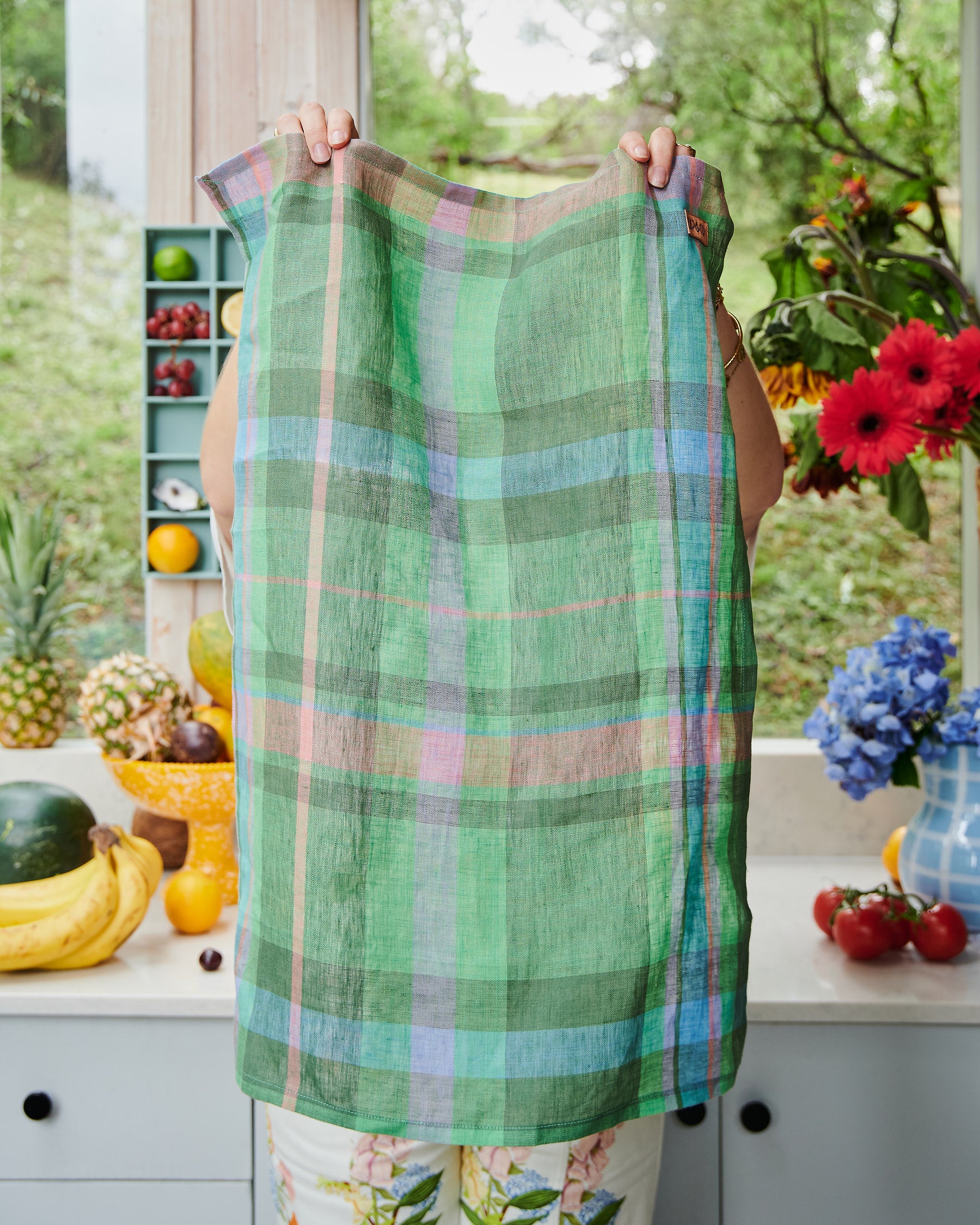 Jewel Of The Nile Tartan Linen Tea Towel - Premium Cotton Kitchen Towel for Drying Dishes, Cleaning & Decor - Perfect for Tea Parties, Kitchen Use & Gift Giving