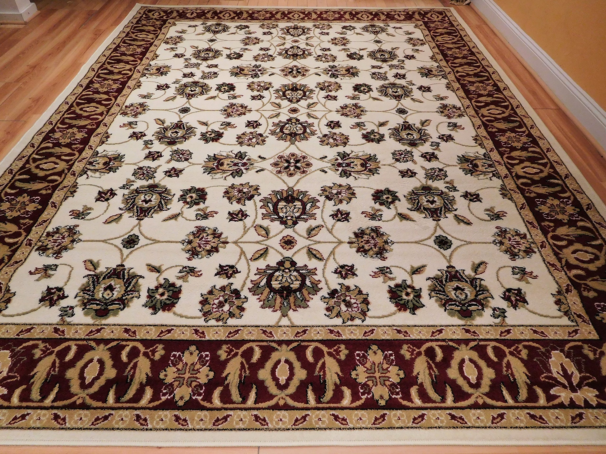 5x8 Traditional Persian Area Rugs - All-Over Tabriz Floral Pattern in Ivory, Red, Green & Beige - Non-Slip Living Room Bedroom Office Decor Rug - Perfect for Home, Apartment & Workspace