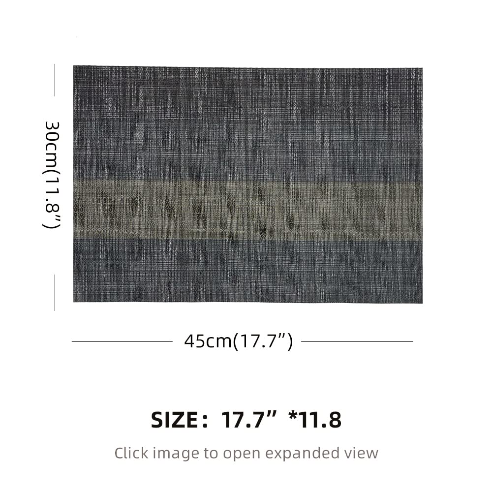 Premium 4-Pack Vinyl Woven Placemats - Non-Slip, Washable & Durable Table Mats for Indoor/Outdoor Use (Black) - Perfect for Dining Tables, Picnics, and Outdoor Entertaining
