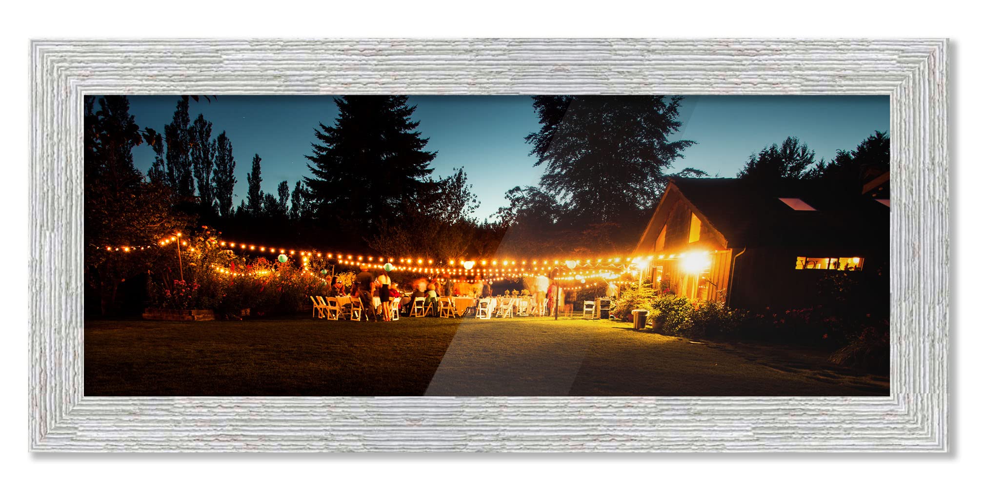 41x17 Inch White Barnwood Picture Frame - Modern Wood Photo Frame with UV Acrylic Shatter Guard & Acid-Free Backing - Hanging Hardware Included - Perfect for Family Photos, Wall Decor, Living Room, Bedroom & Office Display