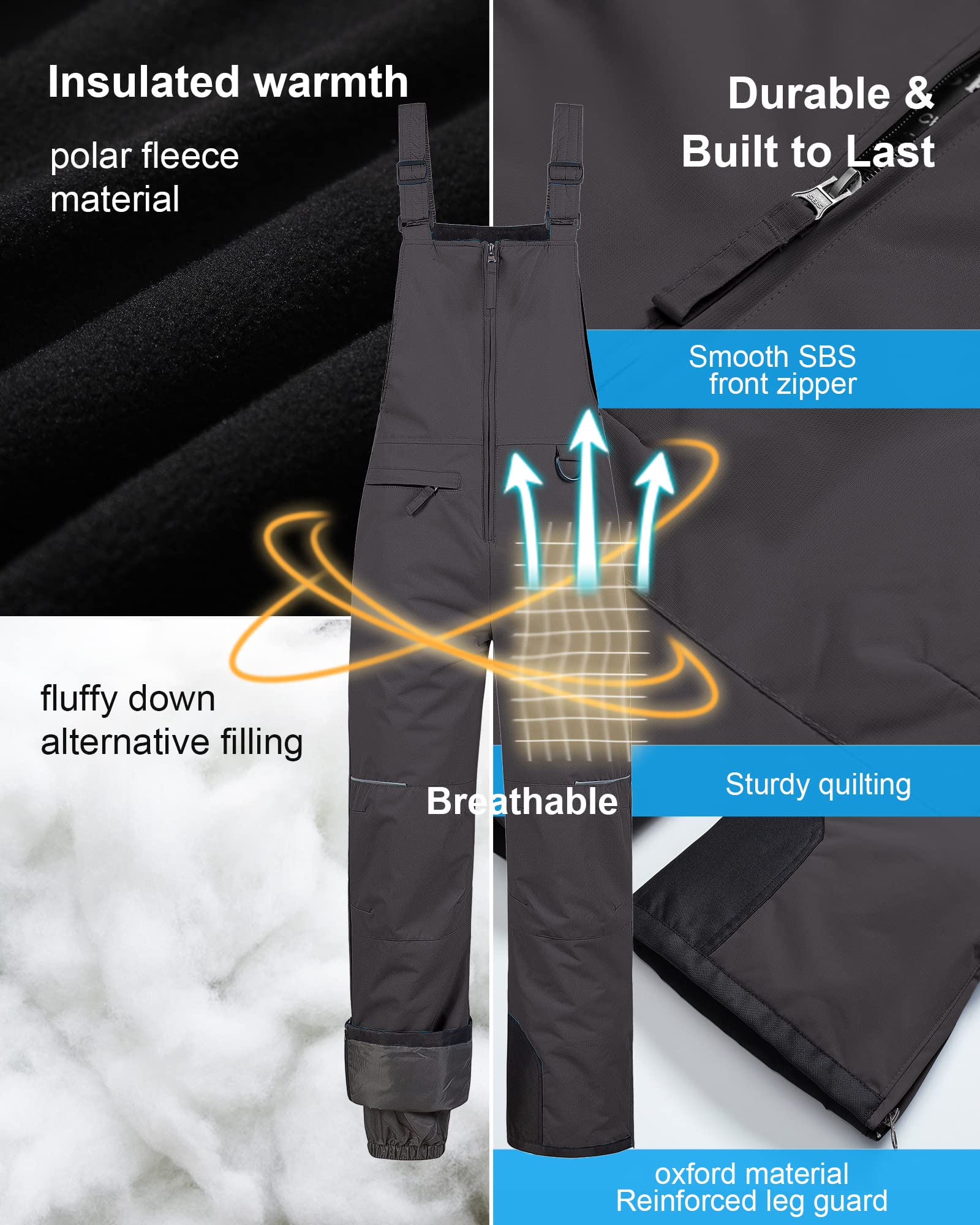 Pursky Kids Snow Pants for Boys - Insulated Waterproof Winter Ski Bibs with Fleece Lining for Snowboarding & Outdoor Activities | Cold Weather Protection