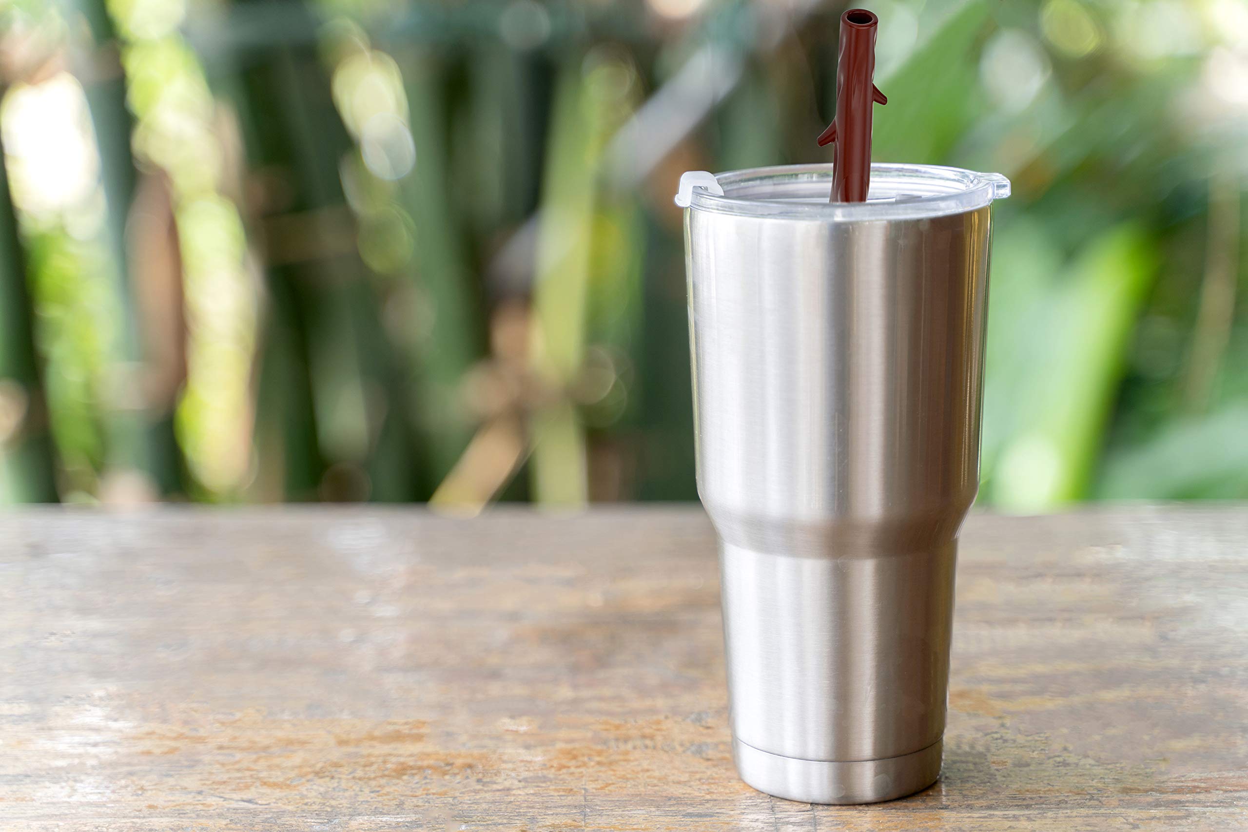 Funwares Twigglers Reusable Silicone Straws - 4 Pack with Cleaning Brush | Eco-Friendly Drinking Straws for Smoothies, Cocktails & Iced Coffee | BPA-Free, Dishwasher Safe